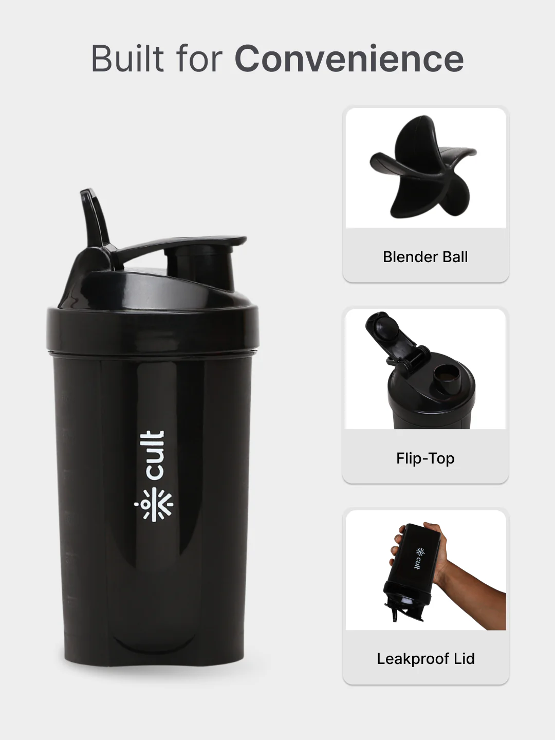 cult Mini Shaker 600ML Unisex Black - Image 4