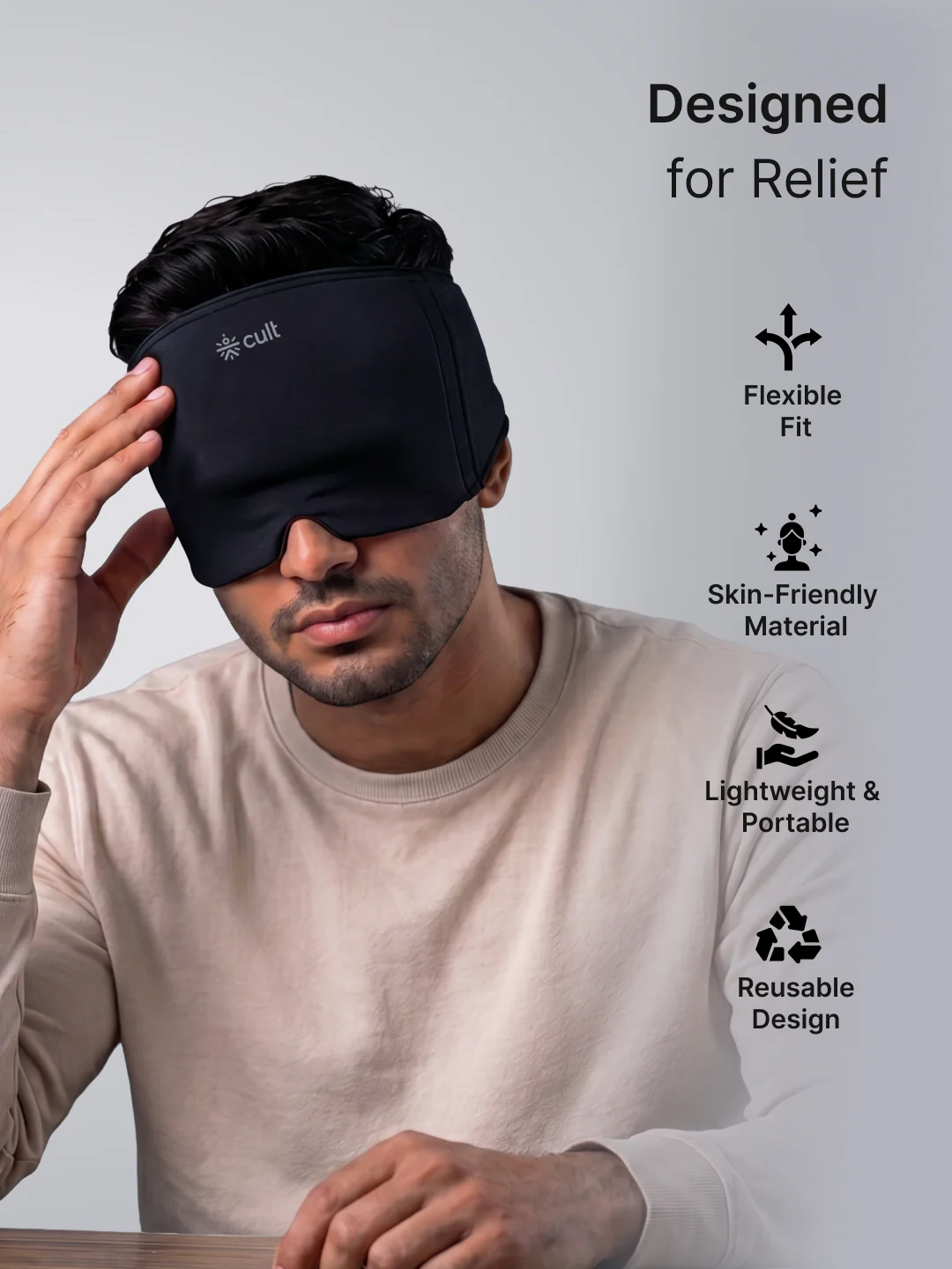 Cult Migraine Relief Cap Hot and Cold Gel Therapy Head Wrap for Migraines, Headaches, Sinus Pressure and Stress Relief - Image 3