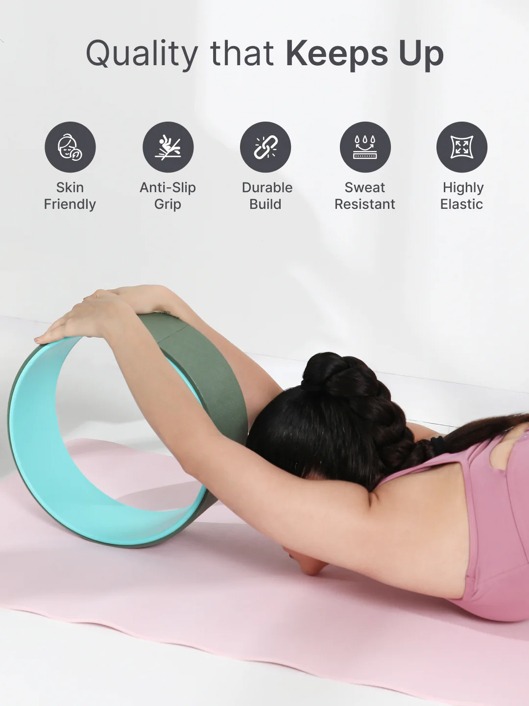 cult Mindful Movement Yoga Kit -Yoga Wheel Green,,Yoga Block Green Pair of 2 & Yoga Knee Pad Green - Image 3