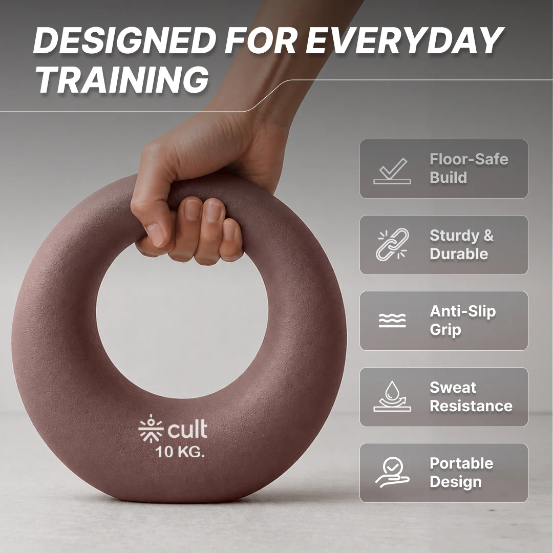 Cult Moon Kettlebell 10 Kg with Neoprene Coating, Cast Iron Core, Wide Handle & Stable Base for Strength Training & Home Workouts (with 6 Months Extended Warranty) - Image 2