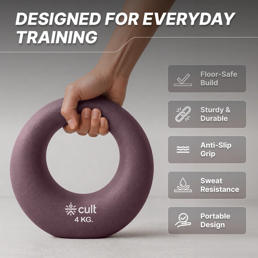 Cult Moon Kettlebell 4 Kg with Neoprene Coating, Cast Iron Core, Wide Handle & Stable Base for Strength Training & Home Workouts (with 6 Months Extended Warranty) - Image 3