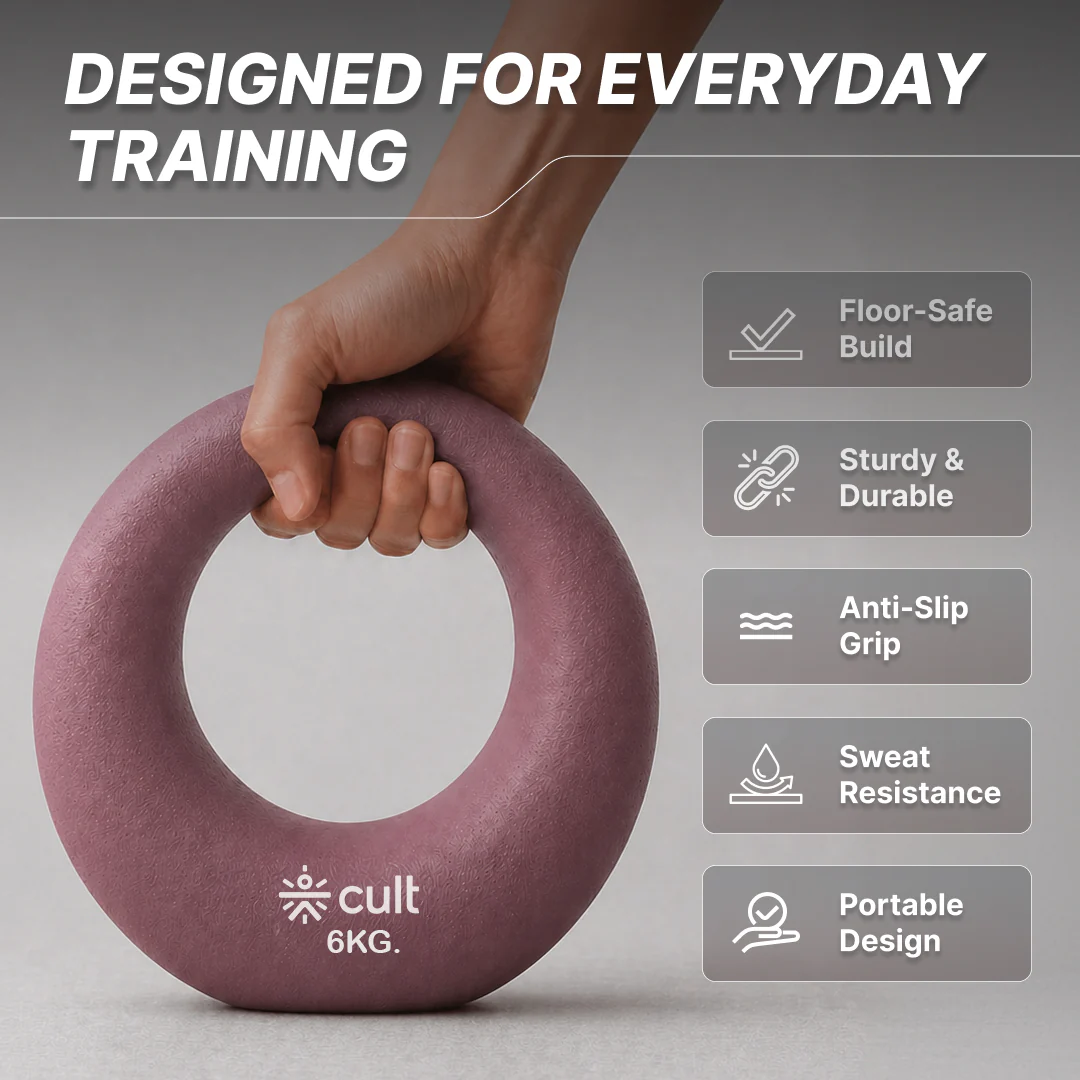 Cult Moon Kettlebell 6 Kg with Neoprene Coating, Cast Iron Core, Wide Handle & Stable Base for Strength Training & Home Workouts (with 6 Months Extended Warranty) - Image 2