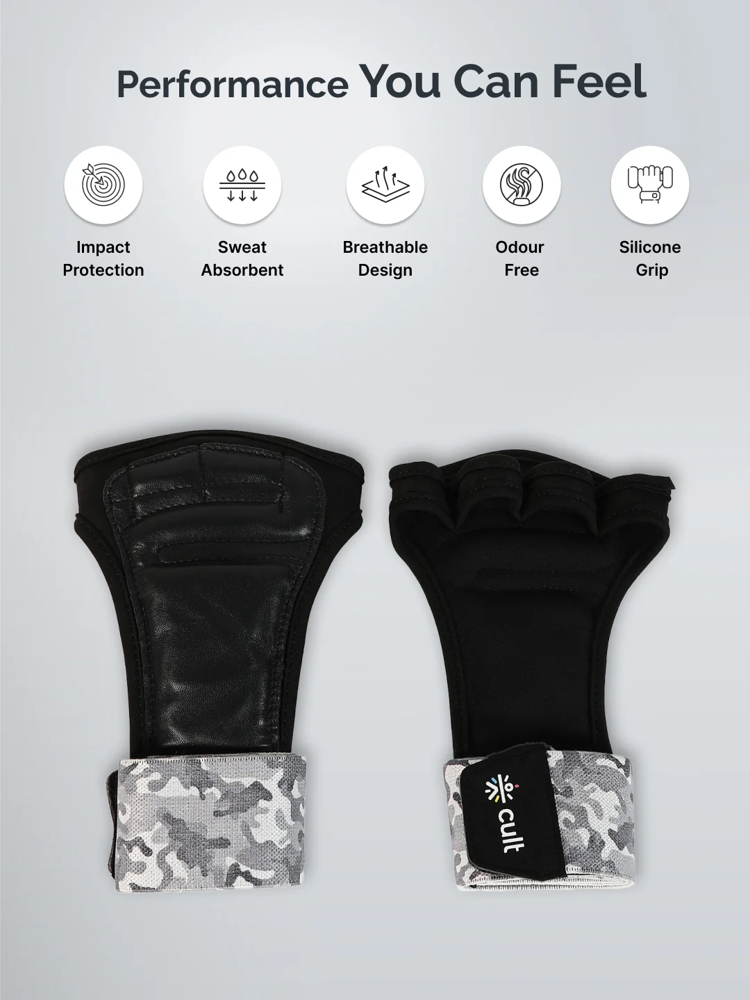 Cult Open Half Finger Gym Gloves with Leather Grip Breathable Mesh, Sweat-Free Comfort for Training & Weightlifting - Image 3