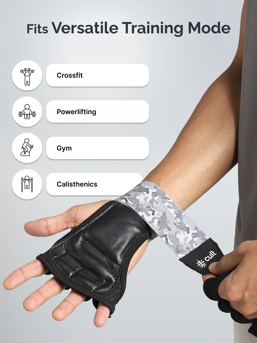 Cult Open Half Finger Gym Gloves with Leather Grip Breathable Mesh, Sweat-Free Comfort for Training & Weightlifting - Image 6