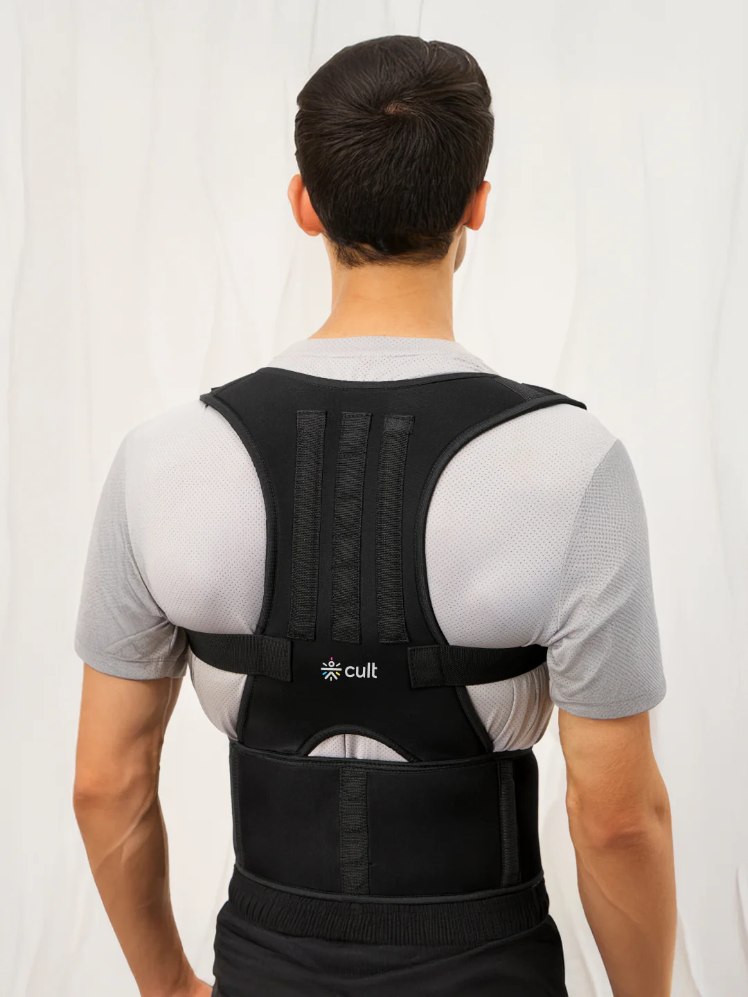 CULT Align Flex Posture Corrector Black Neoprene Back Support Belt for Men & Women Adjustable Spine & Shoulder Brace Breathable, All-Day Comfort Upper Back, Neck & Shoulder Alignment Support
