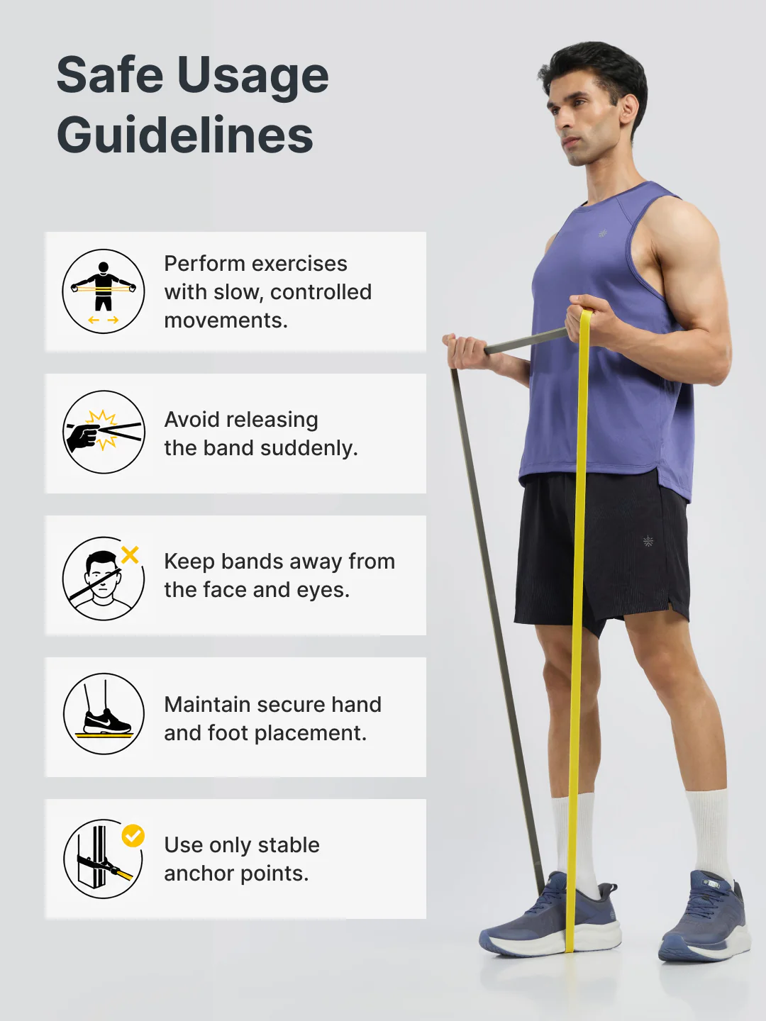 cult Resistance Band(15-30kgs Resistance)for Men & Women Yellow Grey (15 - 30kgs Resistance) - Image 7