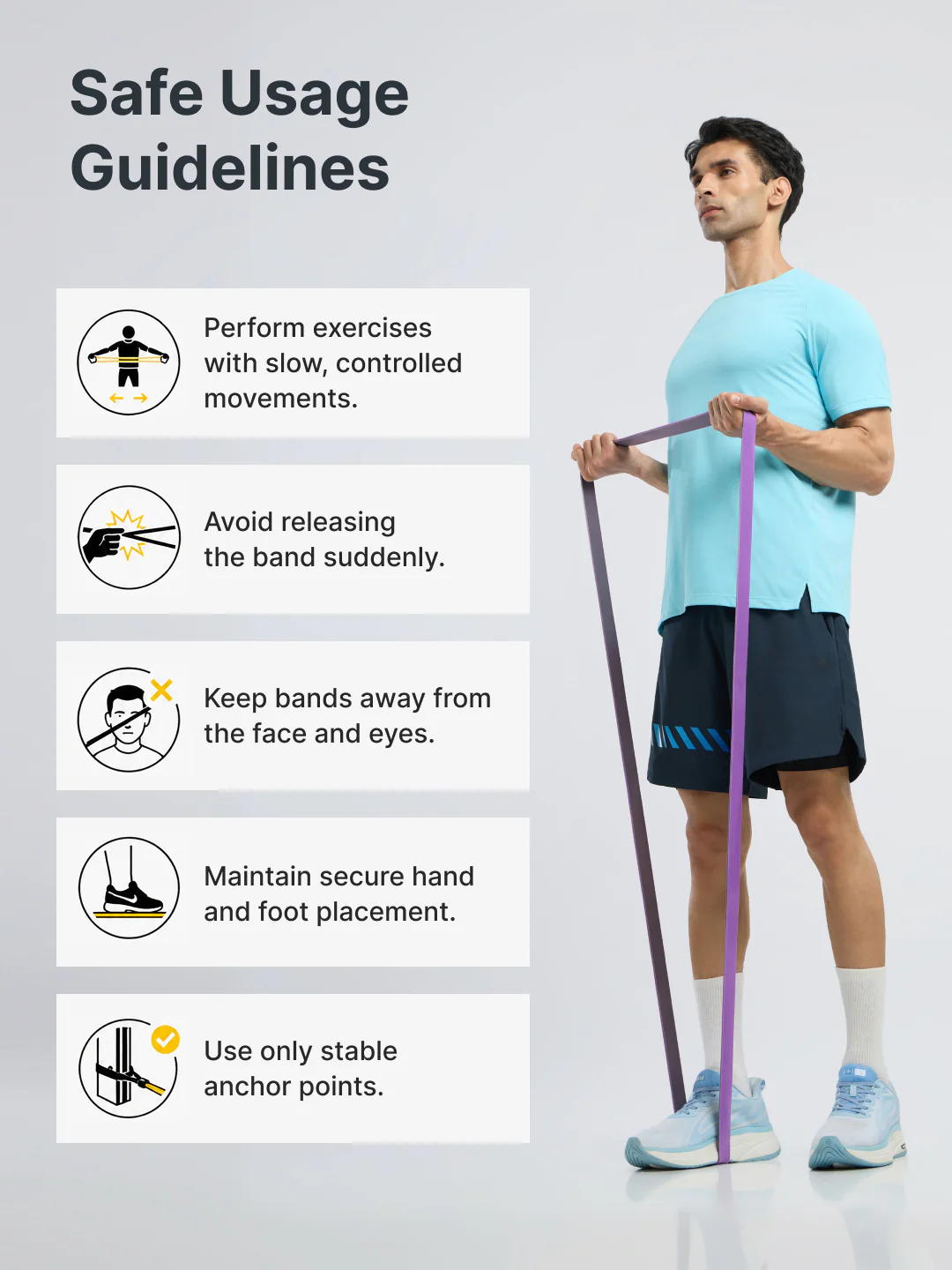 cult Resistance Band(20-45kgs Resistance) for Men & Women Purple Grey - Image 7