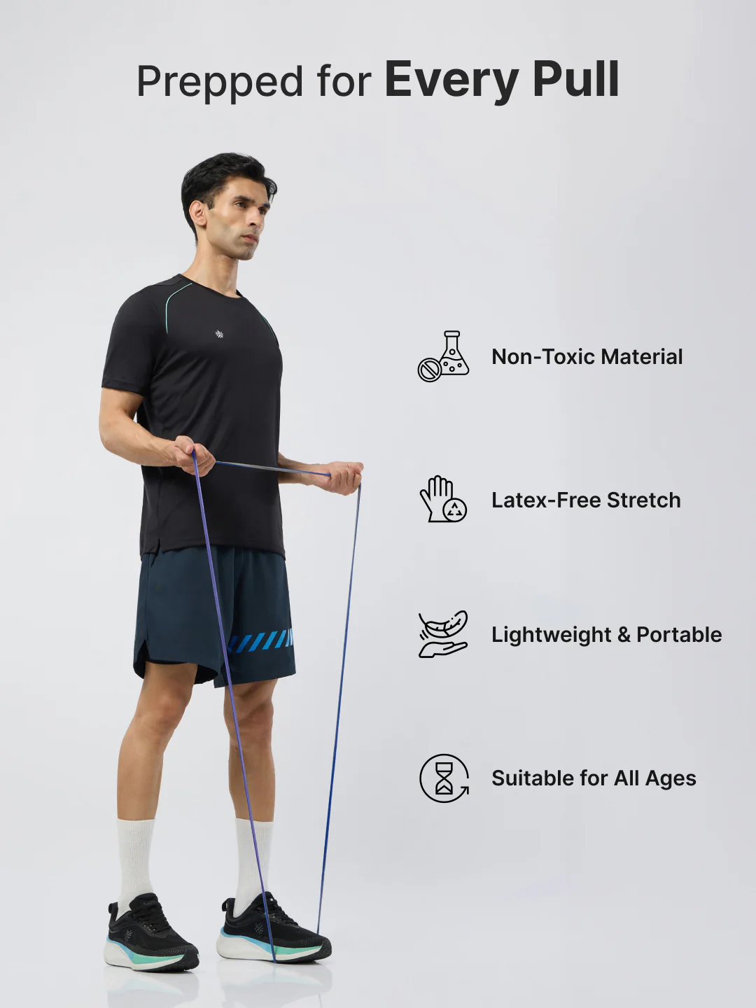 cult Resistance Band(2.5-7kgs Resistance)for Men & Women Blue Grey - Image 3