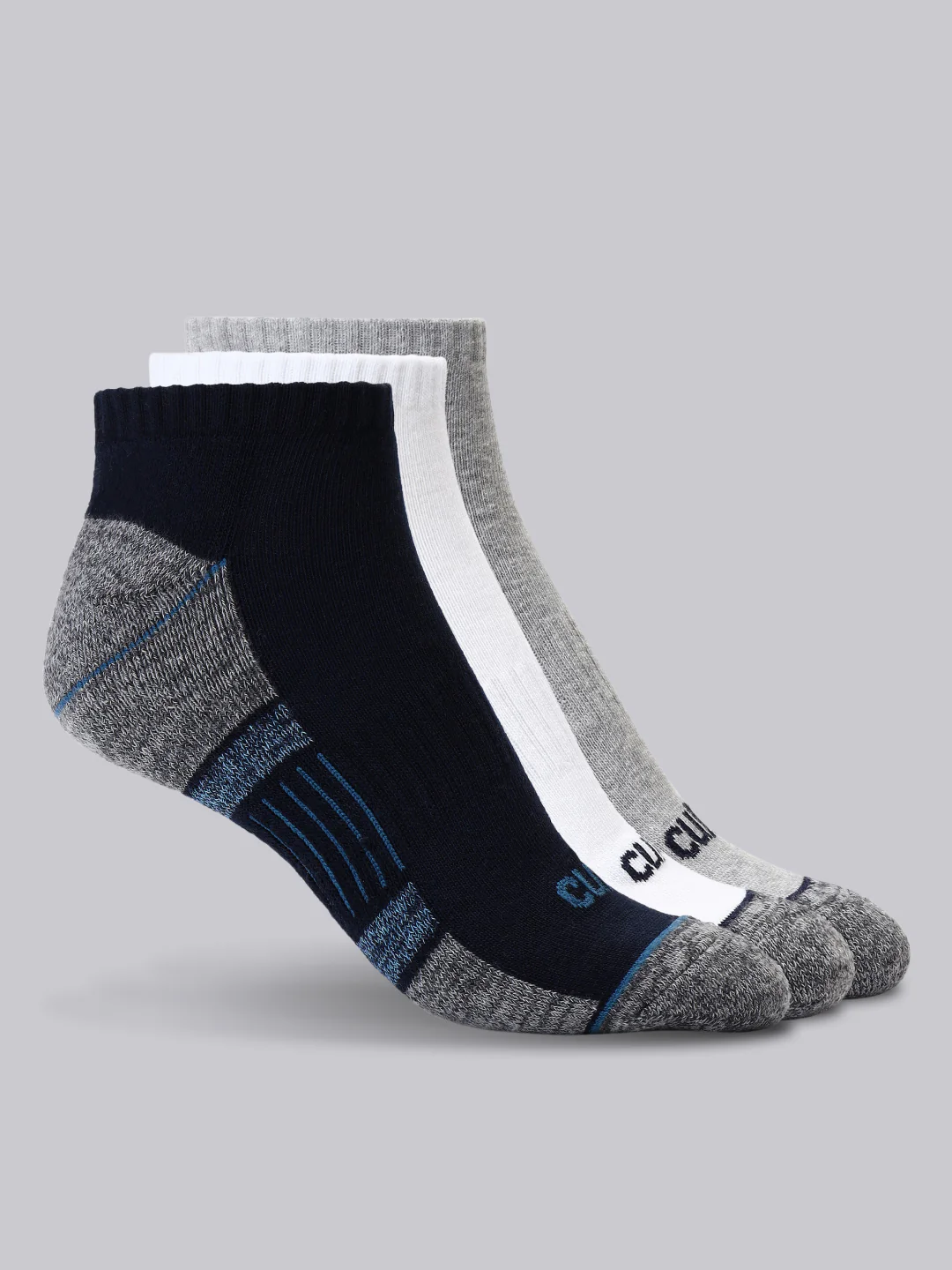 Sports Low Ankle Pack of 3 Black,White & Grey Men's Cotton Socks
