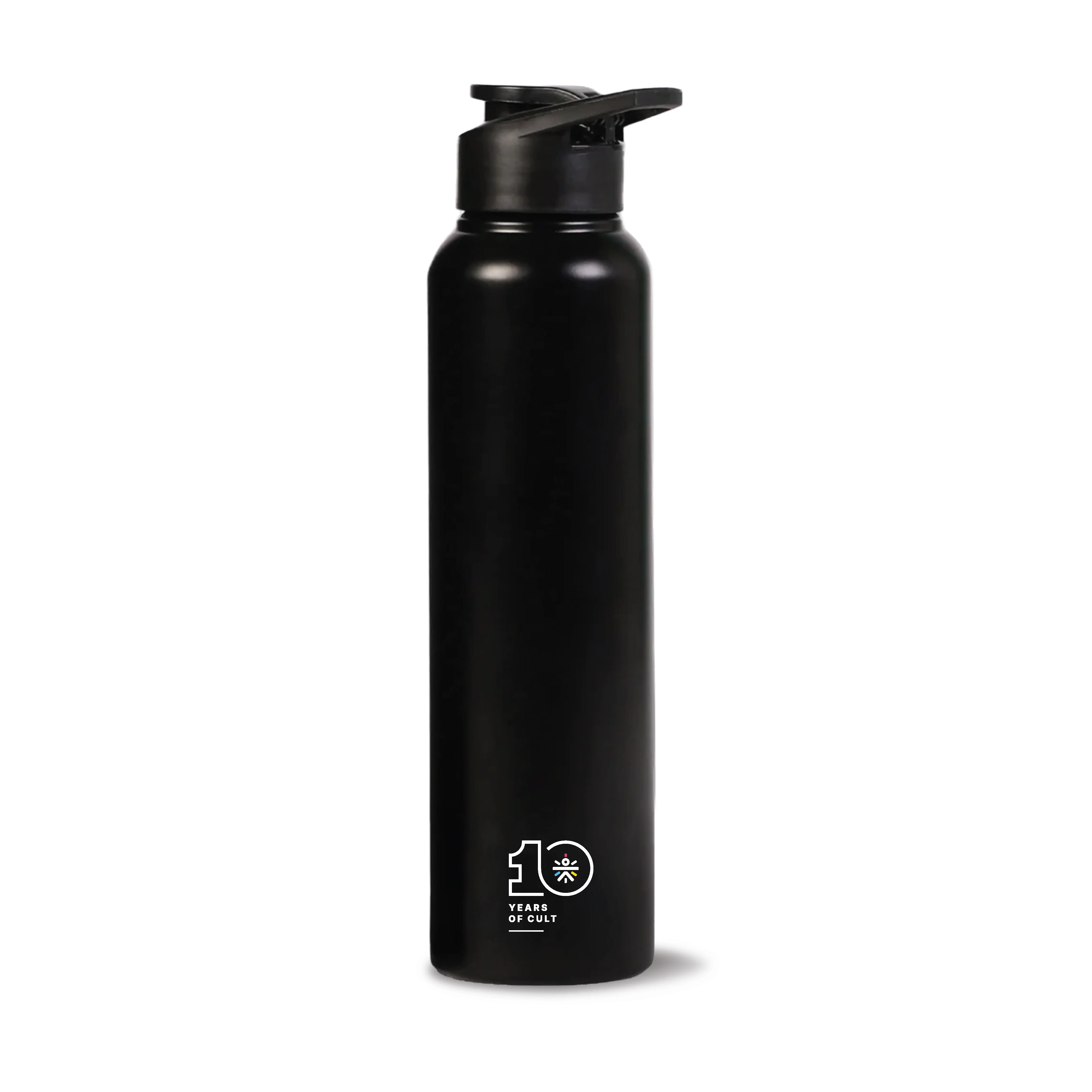 cult Steel Bottle 1Ltr With Sports Cap Black - 10 years of cult