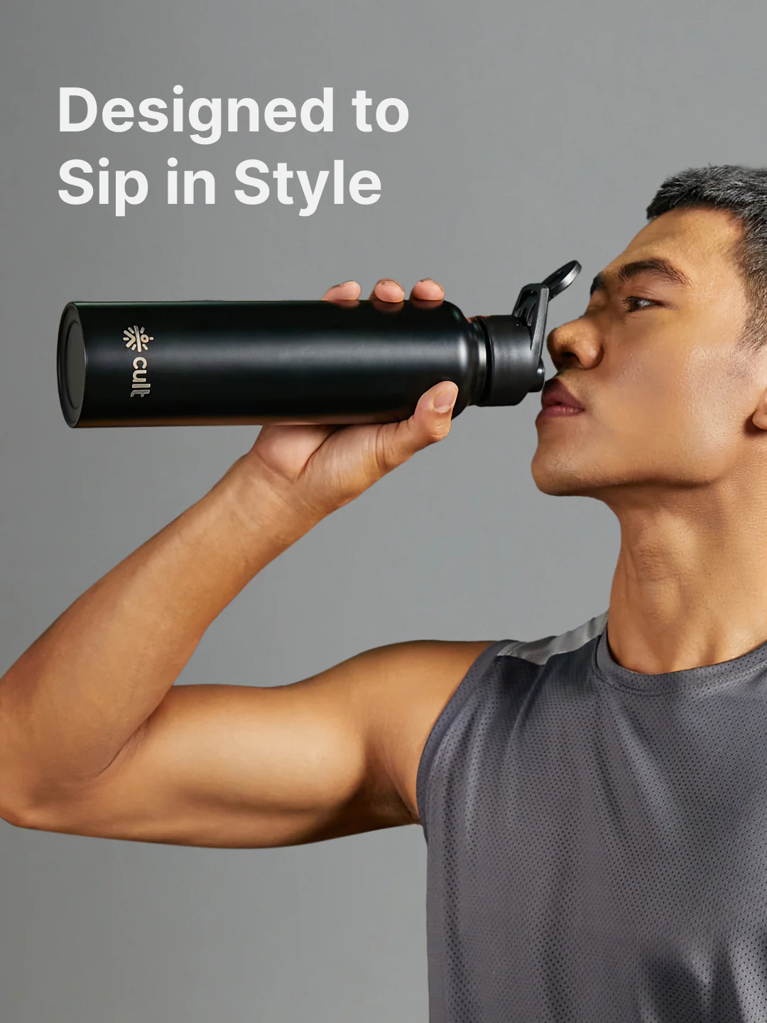 cult Steel Bottle 1Ltr With Sports Cap Black - 10 years of cult - Image 2