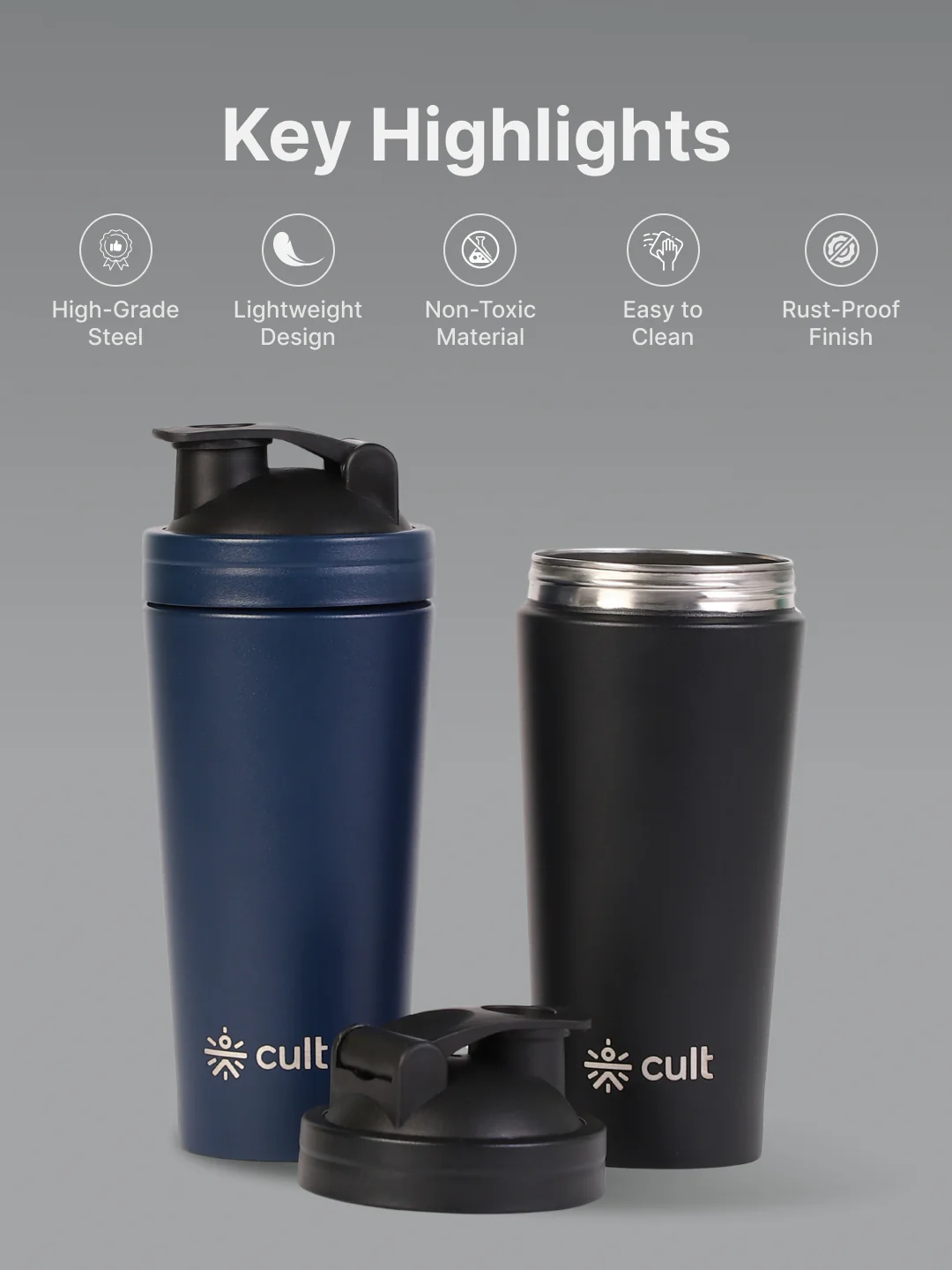 cult Steel Shaker 700ml Black - Image 3