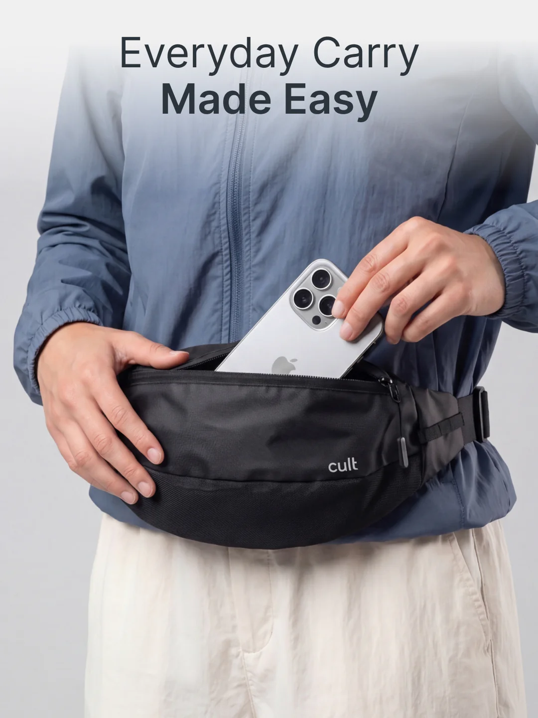 Cult Waist Bag Fanny Pack for Travel & Daily Use Black Unisex - Image 3