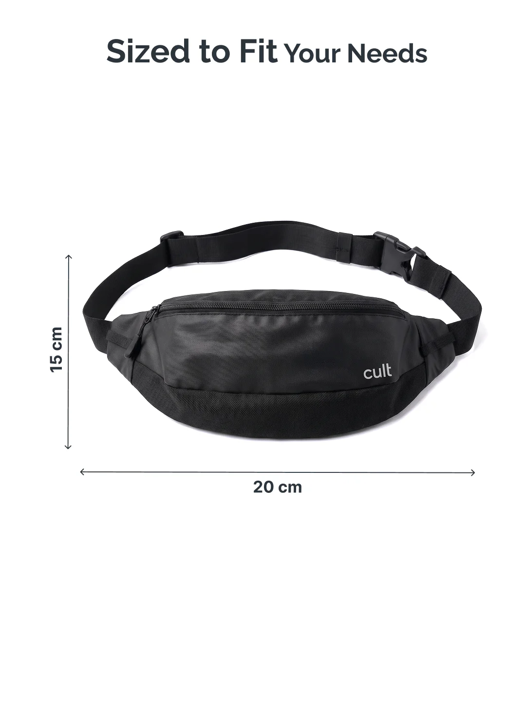 Cult Waist Bag Fanny Pack for Travel & Daily Use Black Unisex - Image 9