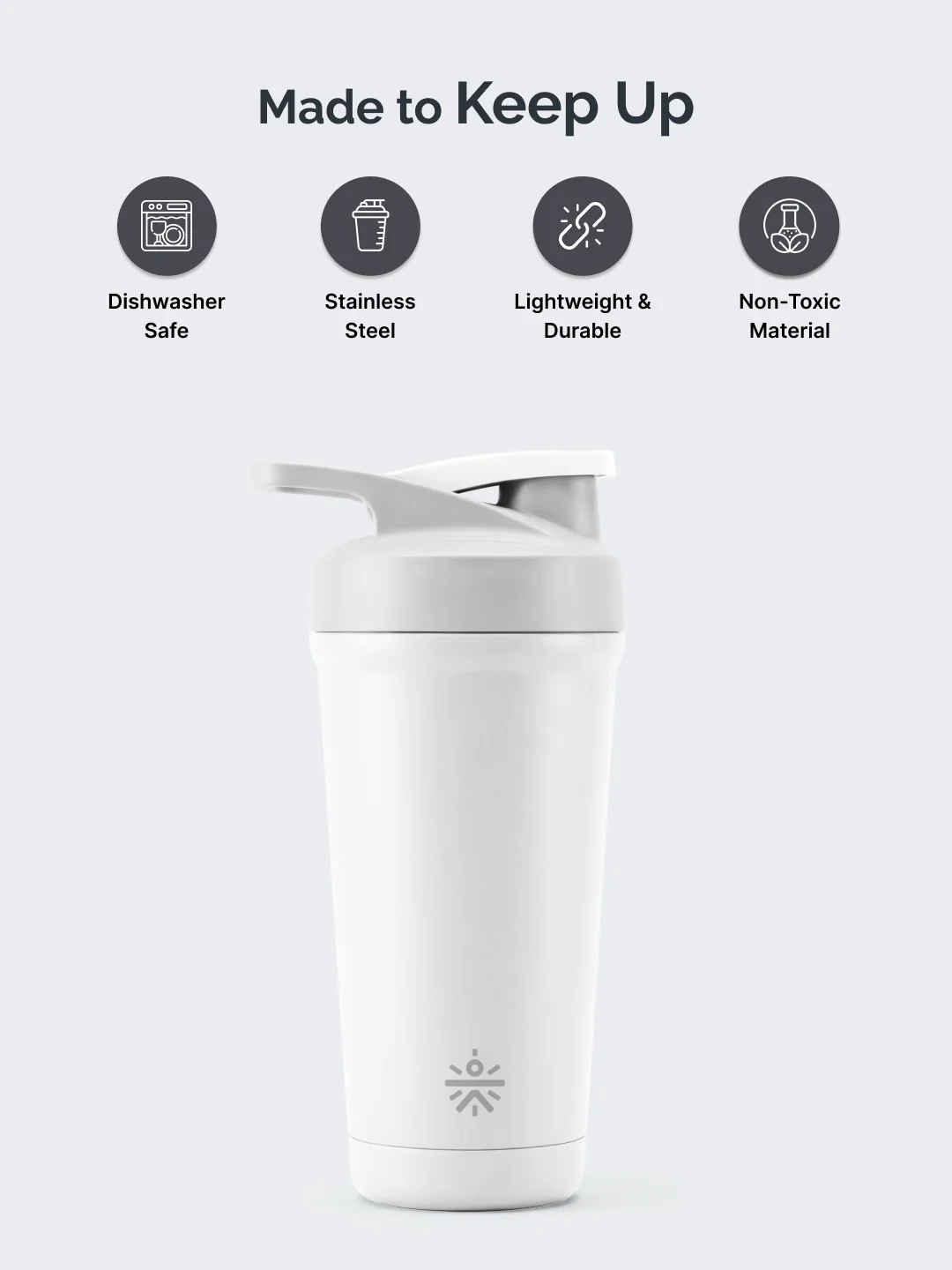 Cult White Steel Shaker Bottle 700 ml with Bottom Opener – Leakproof & Built for Performance - Image 3