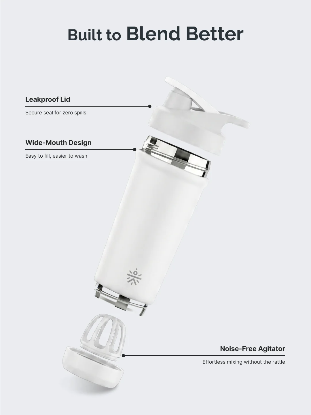 Cult White Steel Shaker Bottle 700 ml with Bottom Opener – Leakproof & Built for Performance - Image 4