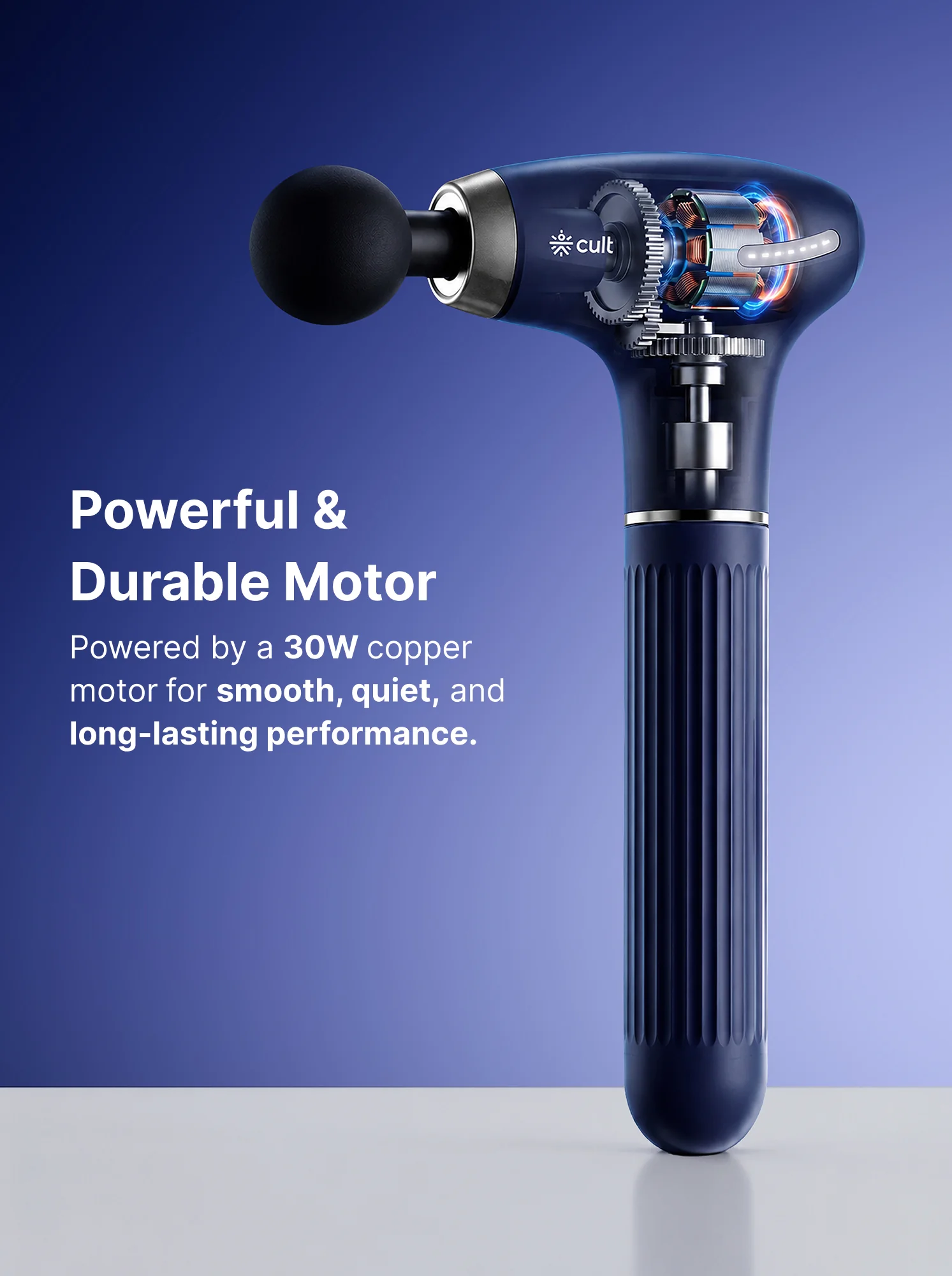 Cult XTND Massage Gun for Full-Body Muscle Relief, 3-in-1 Extension for Easy Back & Full-Body Massage, 35W Motor, 6 Speed Levels, 4 Massage Heads, Pain Relief Massager for Back, Shoulders, Legs & Everyday Recovery, Blue - Image 4