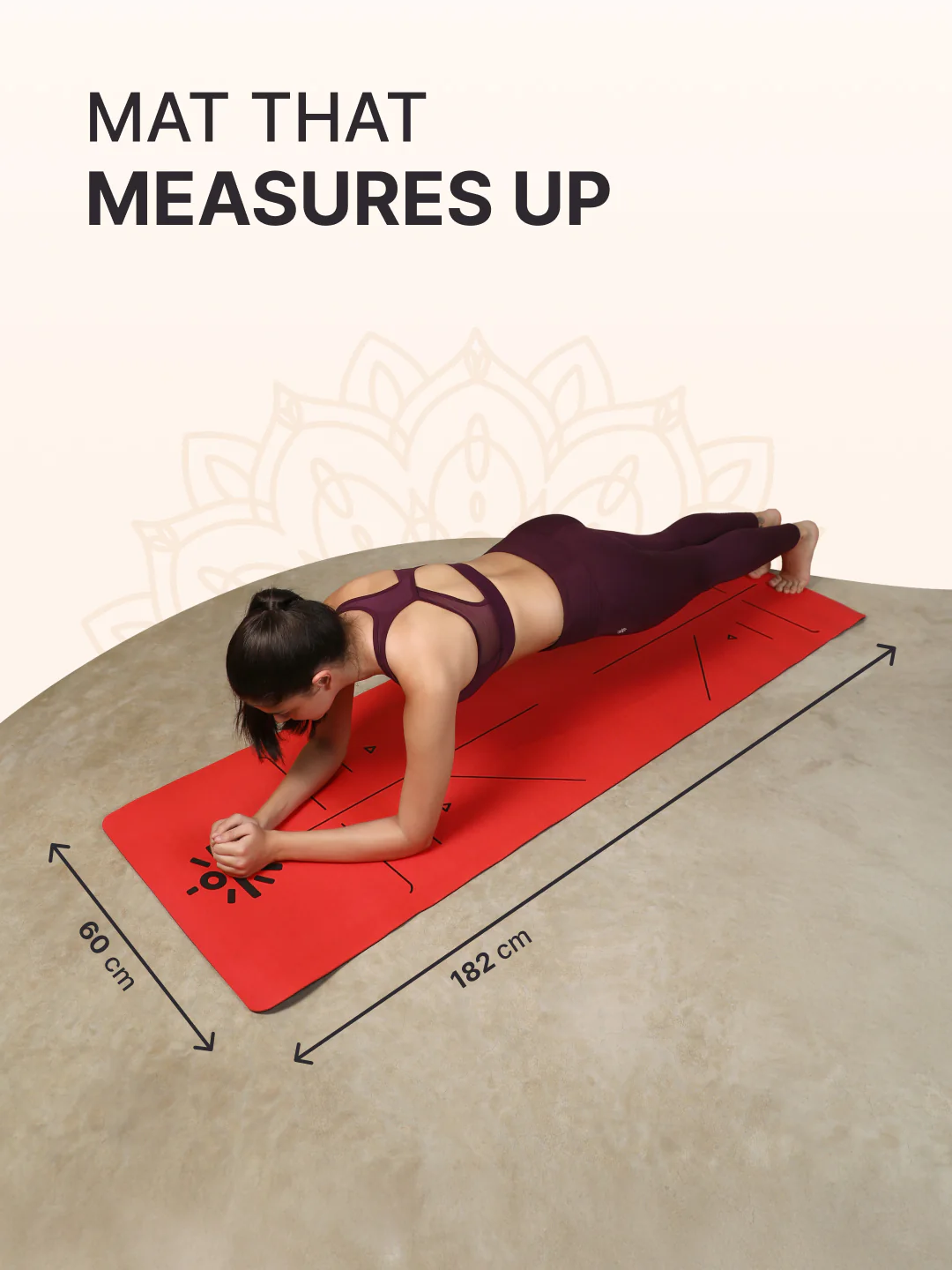 CULT Premium TPE Yoga Mat with Alignment Marks 6mm Thick Non-Slip Exercise & Pilates Mat for Men & Women, Eco-Friendly, Sweat-Resistant with Carry Strap - Red - Image 7
