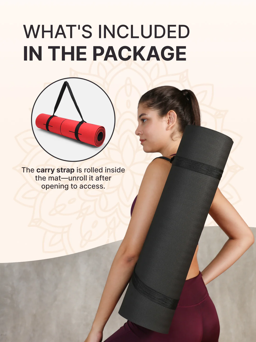 CULT Premium TPE Yoga Mat with Alignment Marks 6mm Thick Non-Slip Exercise & Pilates Mat for Men & Women, Eco-Friendly, Sweat-Resistant with Carry Strap - Red - Image 8