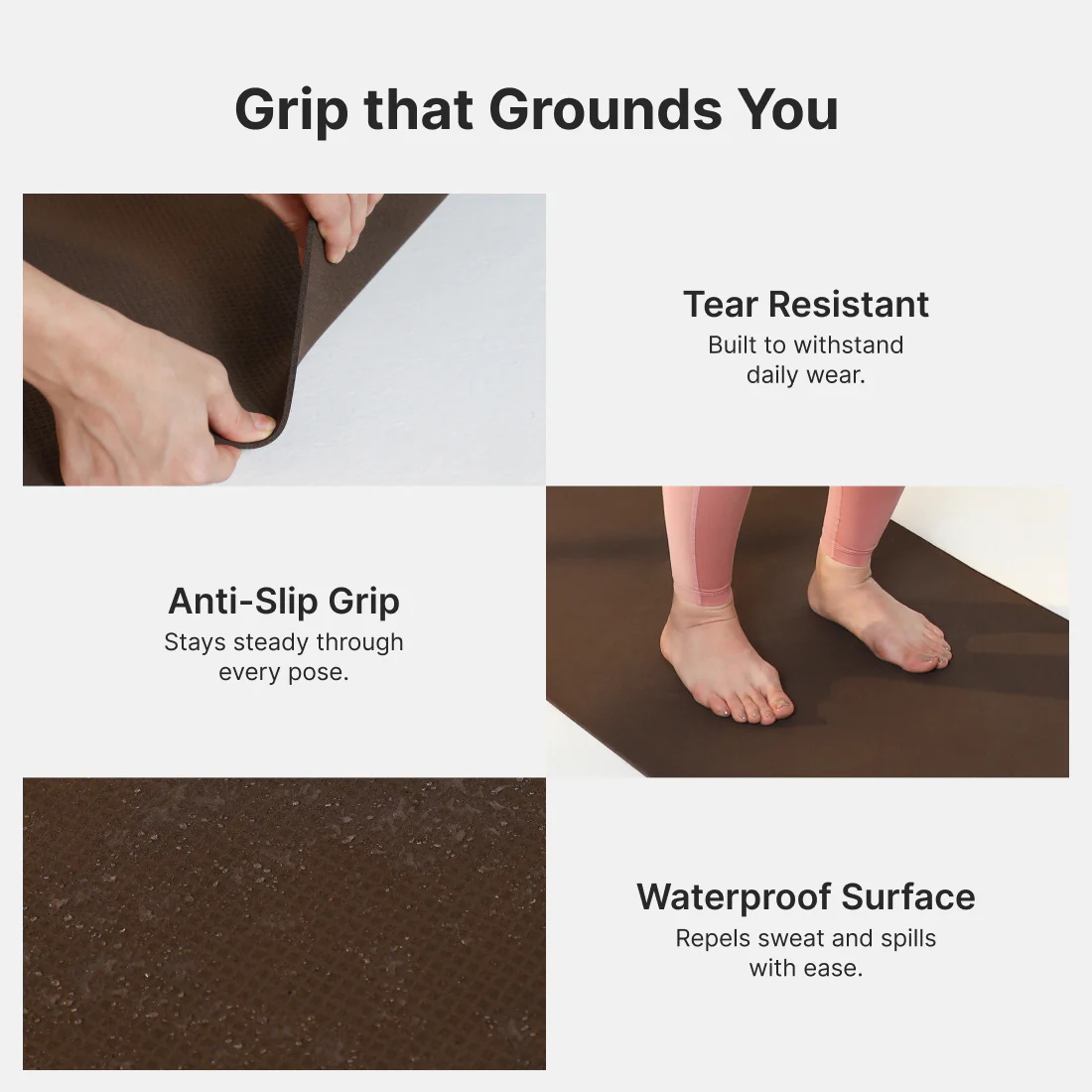 Cult Yoga Mat EVA 4mm with Carry Strap Non-Slip, Lightweight, Cushioned & Sweat-Resistant Exercise Mat Durable, Portable & Eco-Friendly Workout Mat for Yoga, Pilates, Home Gym & Fitness Brown - Image 5