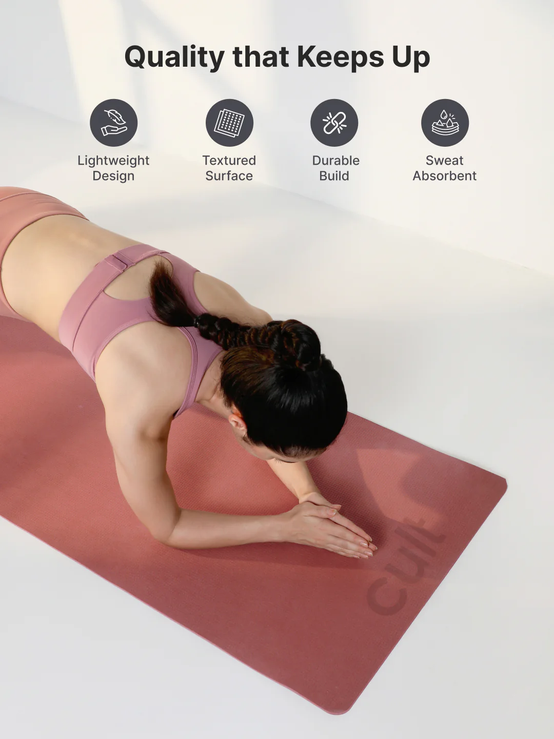 Cult Yoga Mat EVA 5mm with Carry Strap Non-Slip, Cushioned, Sweat-Resistant, Eco-Friendly Workout Mat for Home Gym & Fitness Brick - Image 4