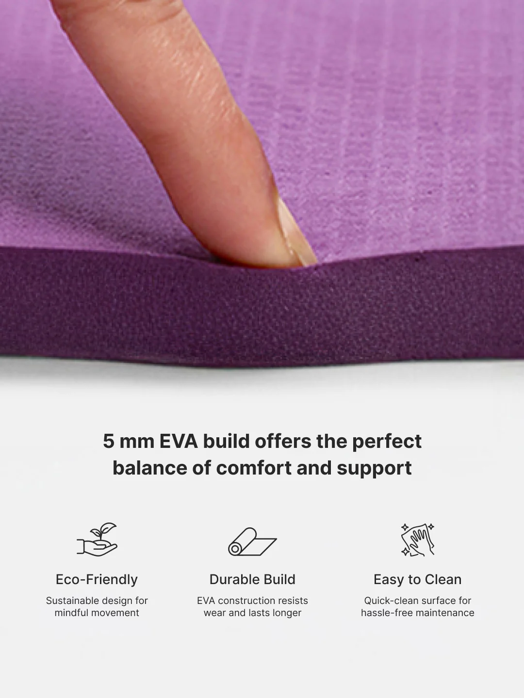 Cult Yoga Mat EVA 5mm with Carry Strap Non-Slip, Lightweight & Cushioned Exercise Mat Sweat-Resistant, Durable & Eco-Friendly for Yoga, Pilates, Stretching, Meditation & Home Gym Purple - Image 6