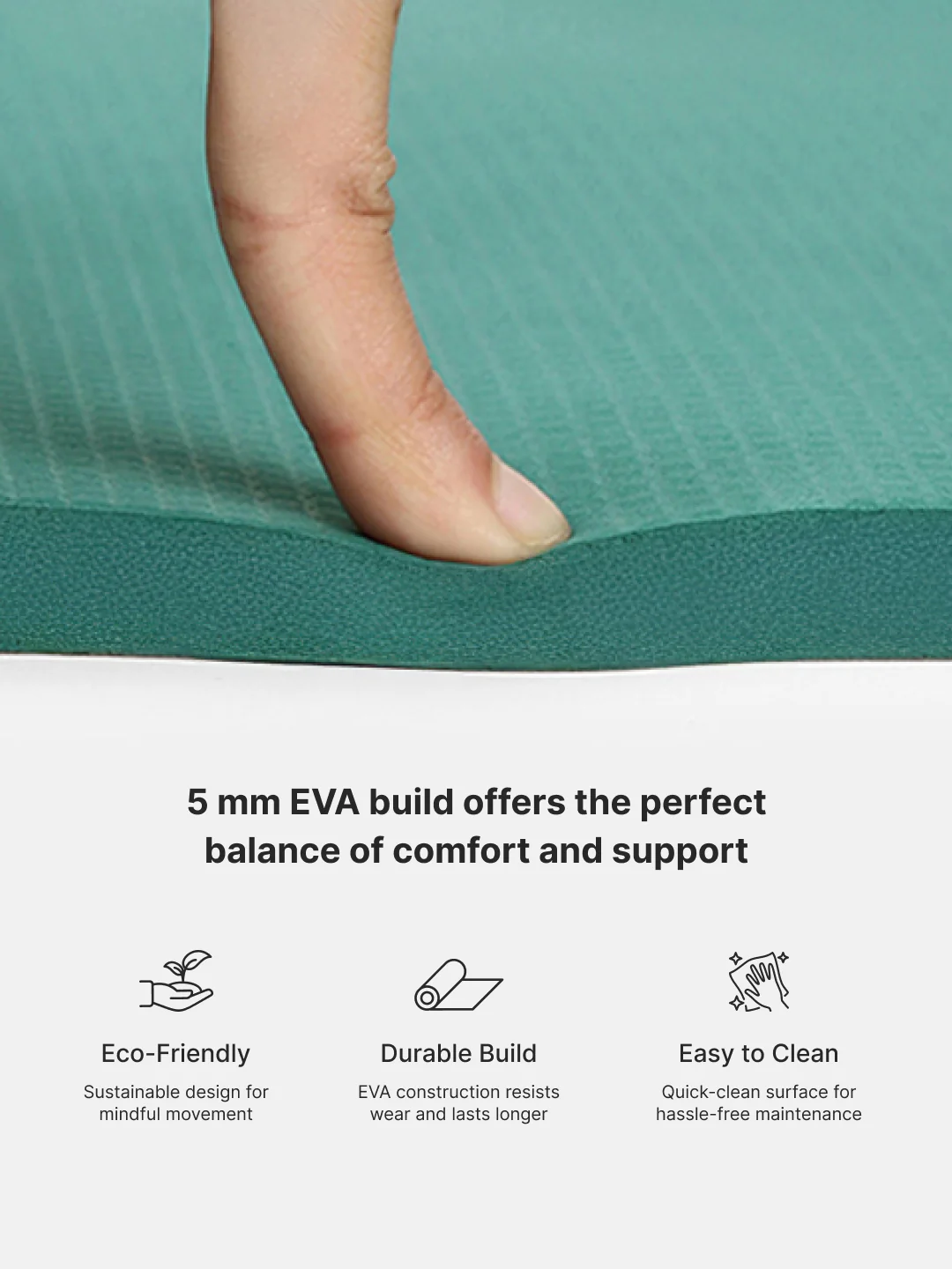 Cult Yoga Mat EVA 5mm with Carry Strap Non-Slip, Cushioned, Sweat-Resistant, Eco-Friendly Workout Mat for Home Gym & Fitness Sage Green - Image 6