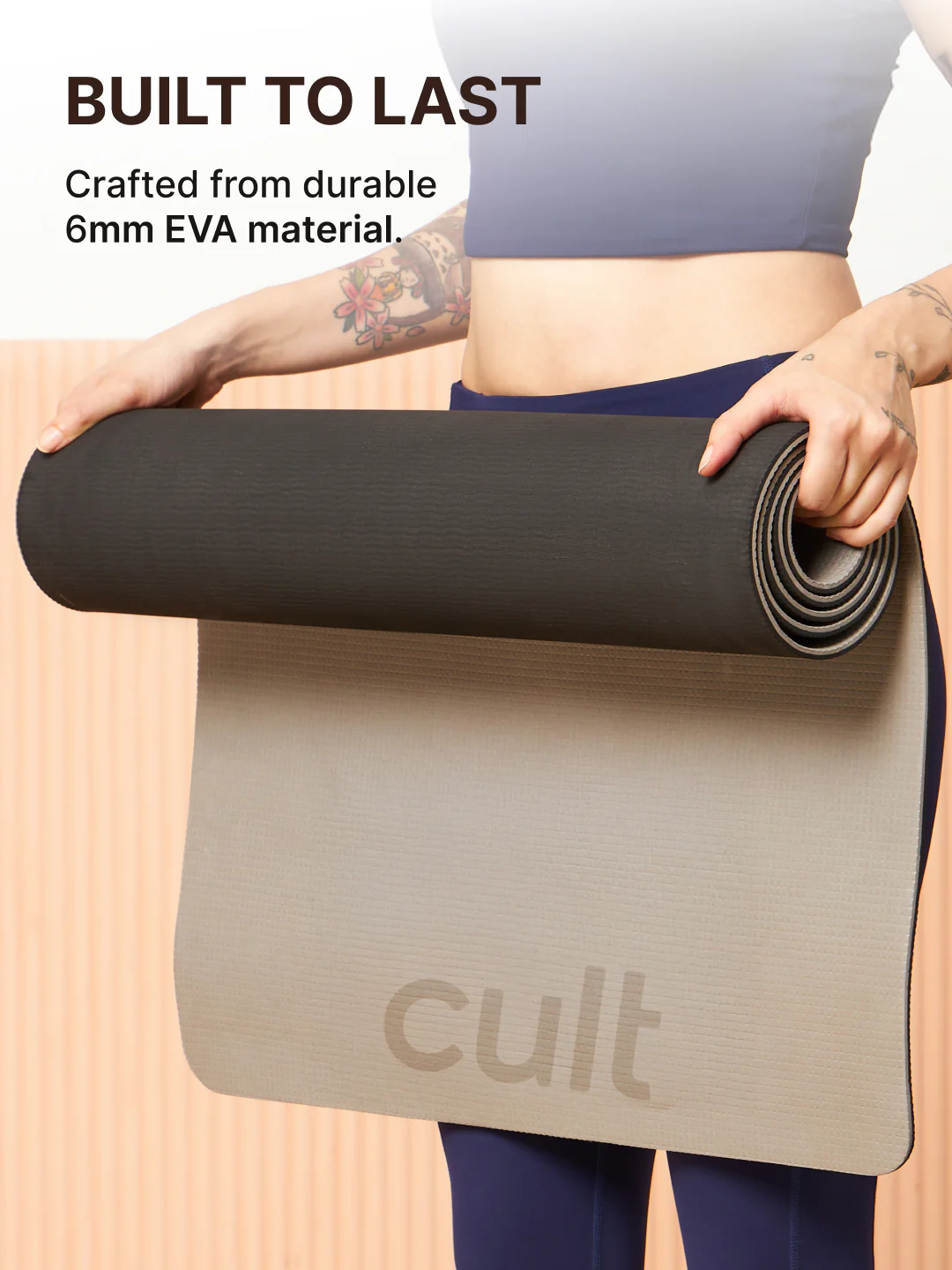 Cult Yoga Support Combo Grey (EVA 6mm Mat + Pair of Grey Yoga Block + Yoga Belt Black) - Image 2