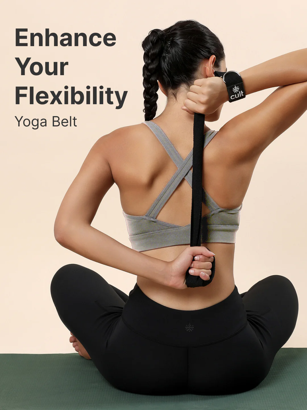 Cult Yoga Support Combo Grey (EVA 6mm Mat + Pair of Grey Yoga Block + Yoga Belt Black) - Image 4