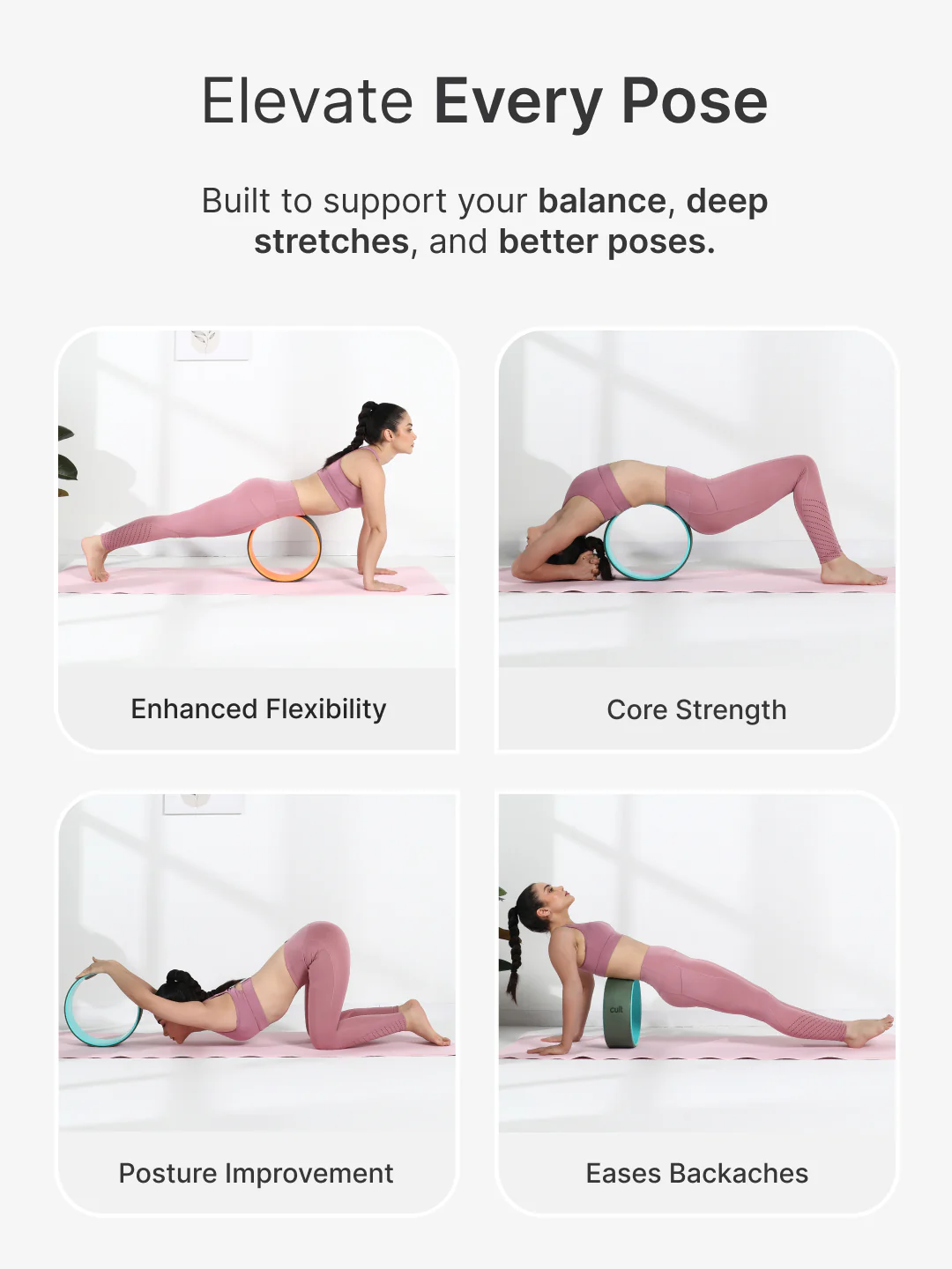 cult Yoga Wheel for Stretching and Balance Grey - Image 5