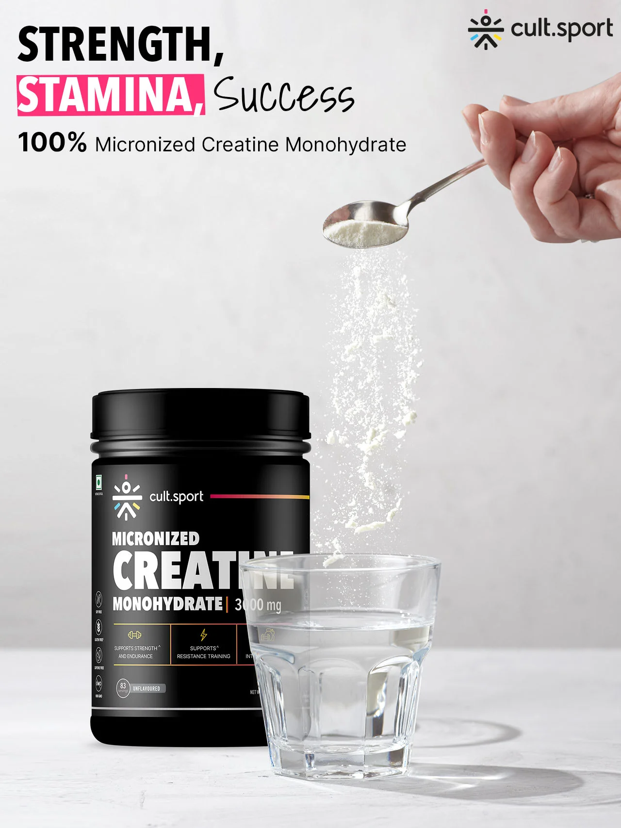 Cultsport Creatine Monohydrate 250 g | Micronised | 100% Vegetarian | Unflavoured | Dairy-Free | Gluten-Free - Image 4