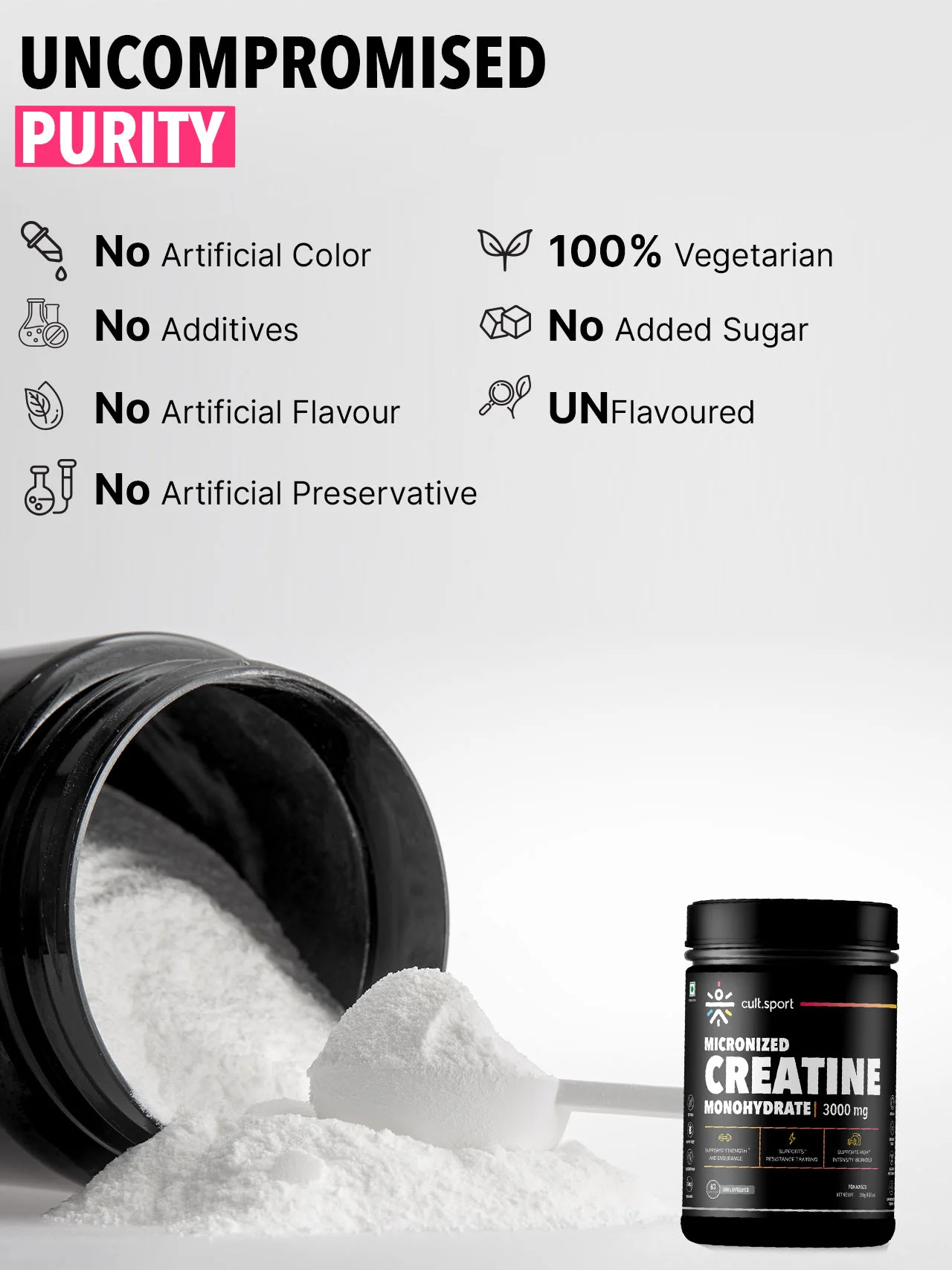 Cultsport Creatine Monohydrate 250 g | Micronised | 100% Vegetarian | Unflavoured | Dairy-Free | Gluten-Free - Image 6