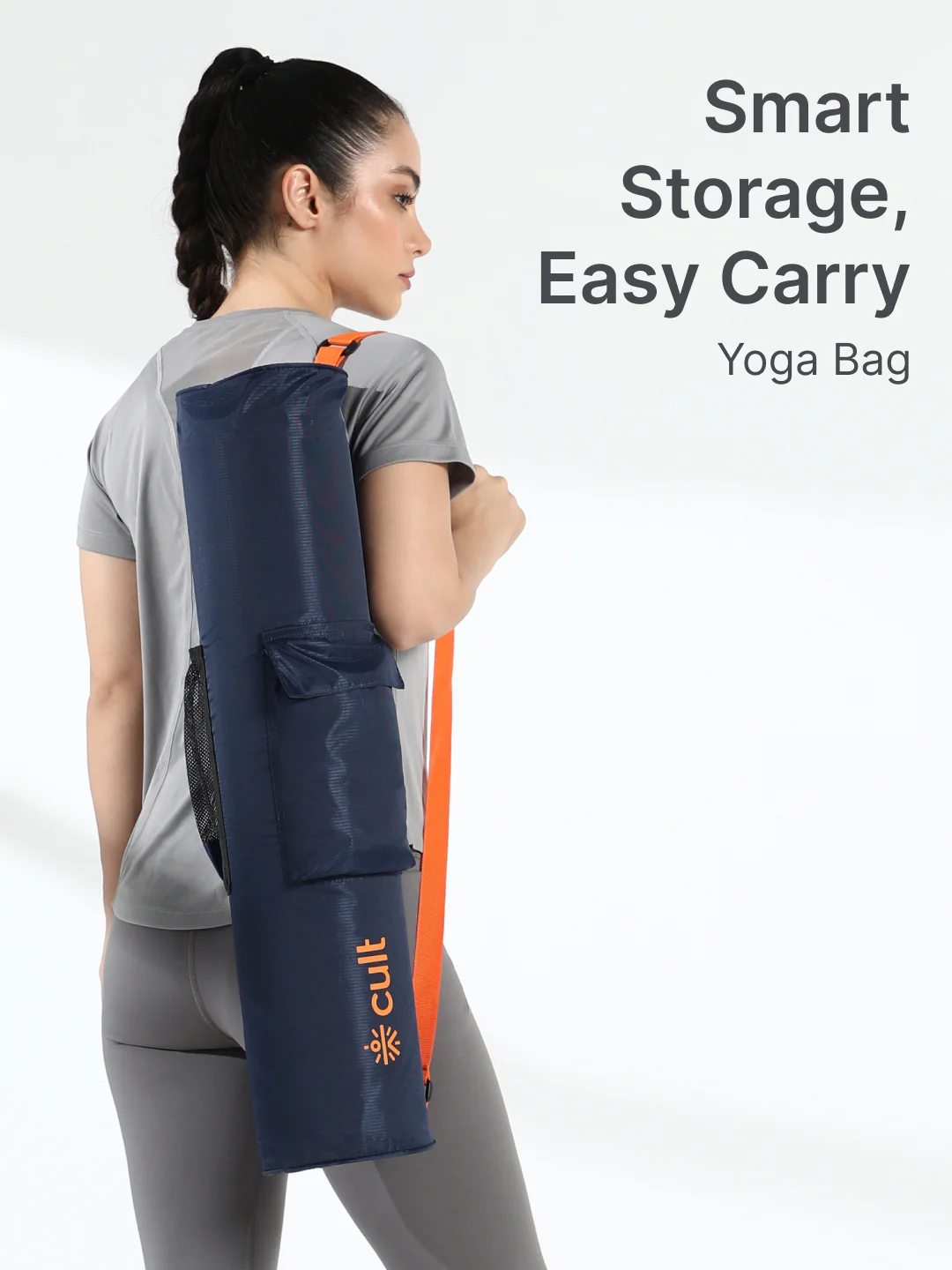 cult Yoga Mat Bag Navy with Adjustable Shoulder Strap Fits Up to 6mm Mat - Image 2