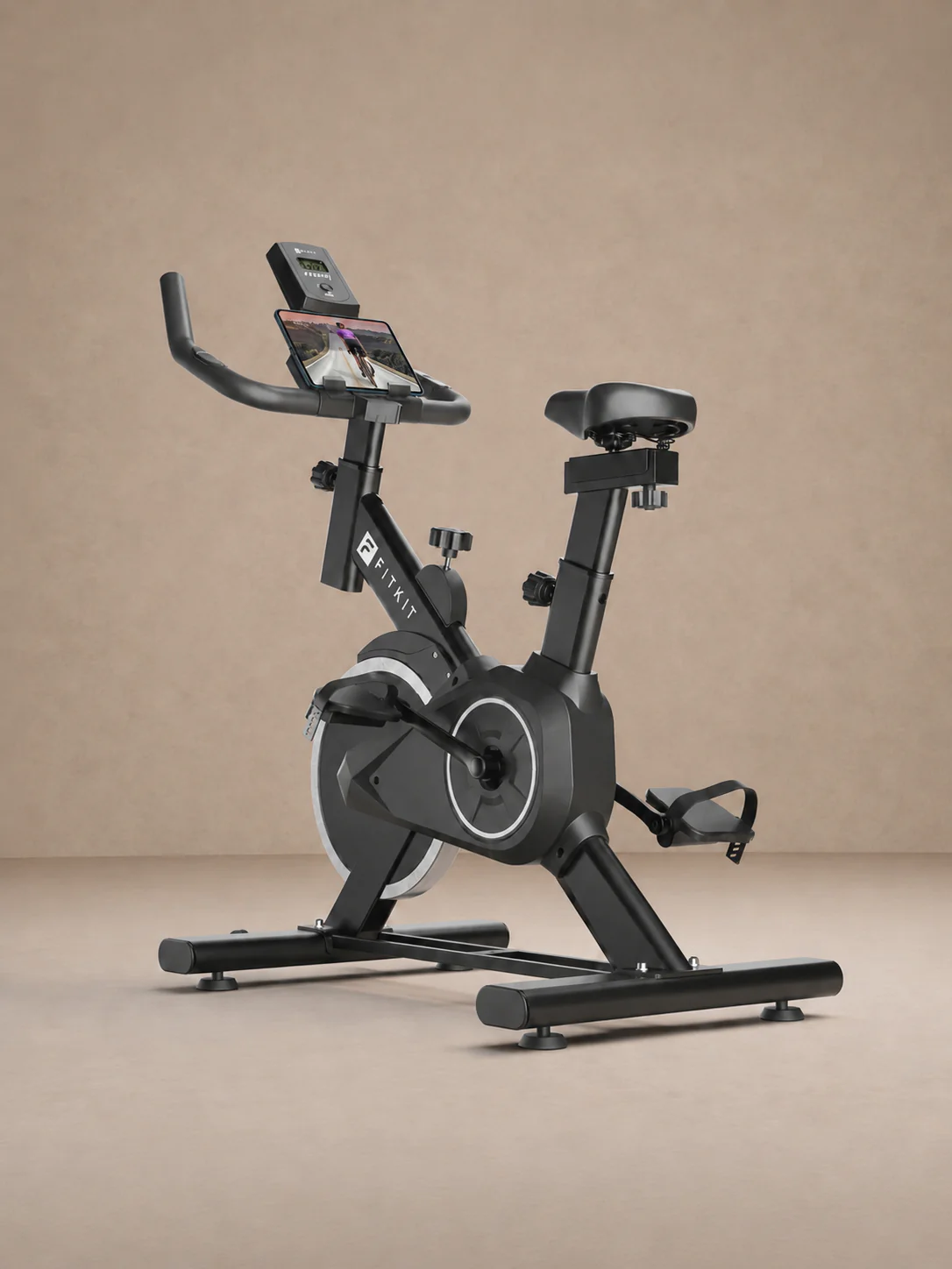 Fitkit by Cult FK8001 Spin Bike with 8Kg Flywheel, LCD Display, Adjustable Brake Pad Resistance with Belt Drive System for Fitness at Home Workouts | Max Weight : 130 kg (Black)