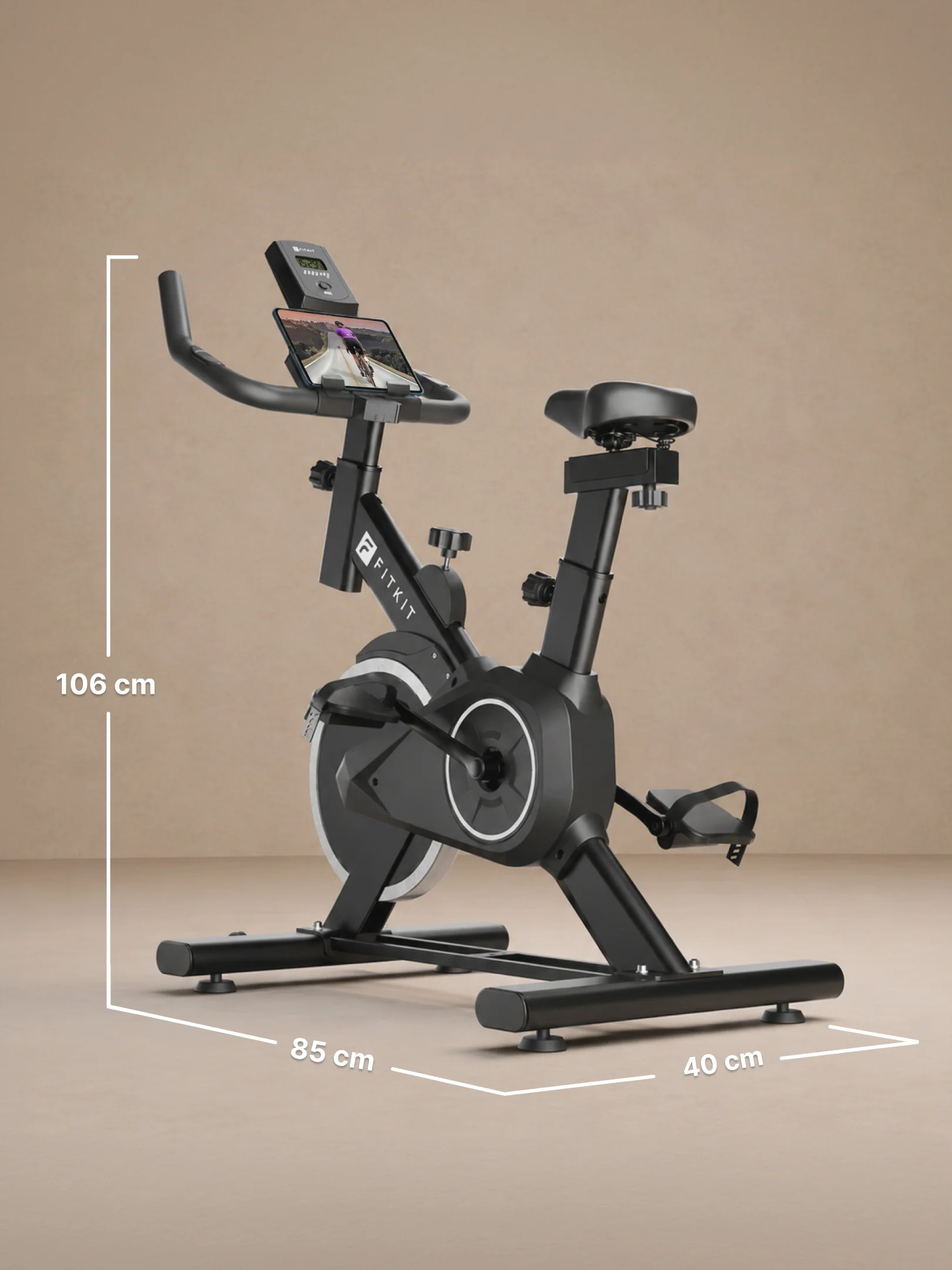 Fitkit by Cult FK8001 Spin Bike with 8Kg Flywheel, LCD Display, Adjustable Brake Pad Resistance with Belt Drive System for Fitness at Home Workouts | Max Weight : 130 kg (Black) - Image 10