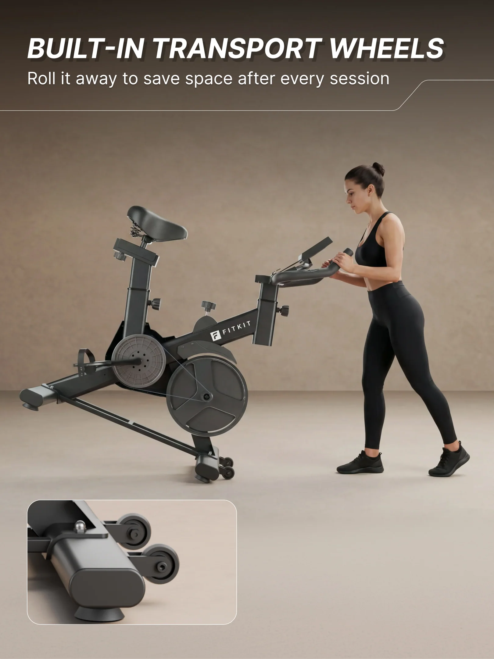 Fitkit by Cult FK8001 Spin Bike with 8Kg Flywheel, LCD Display, Adjustable Brake Pad Resistance with Belt Drive System for Fitness at Home Workouts | Max Weight : 130 kg (Black) - Image 11