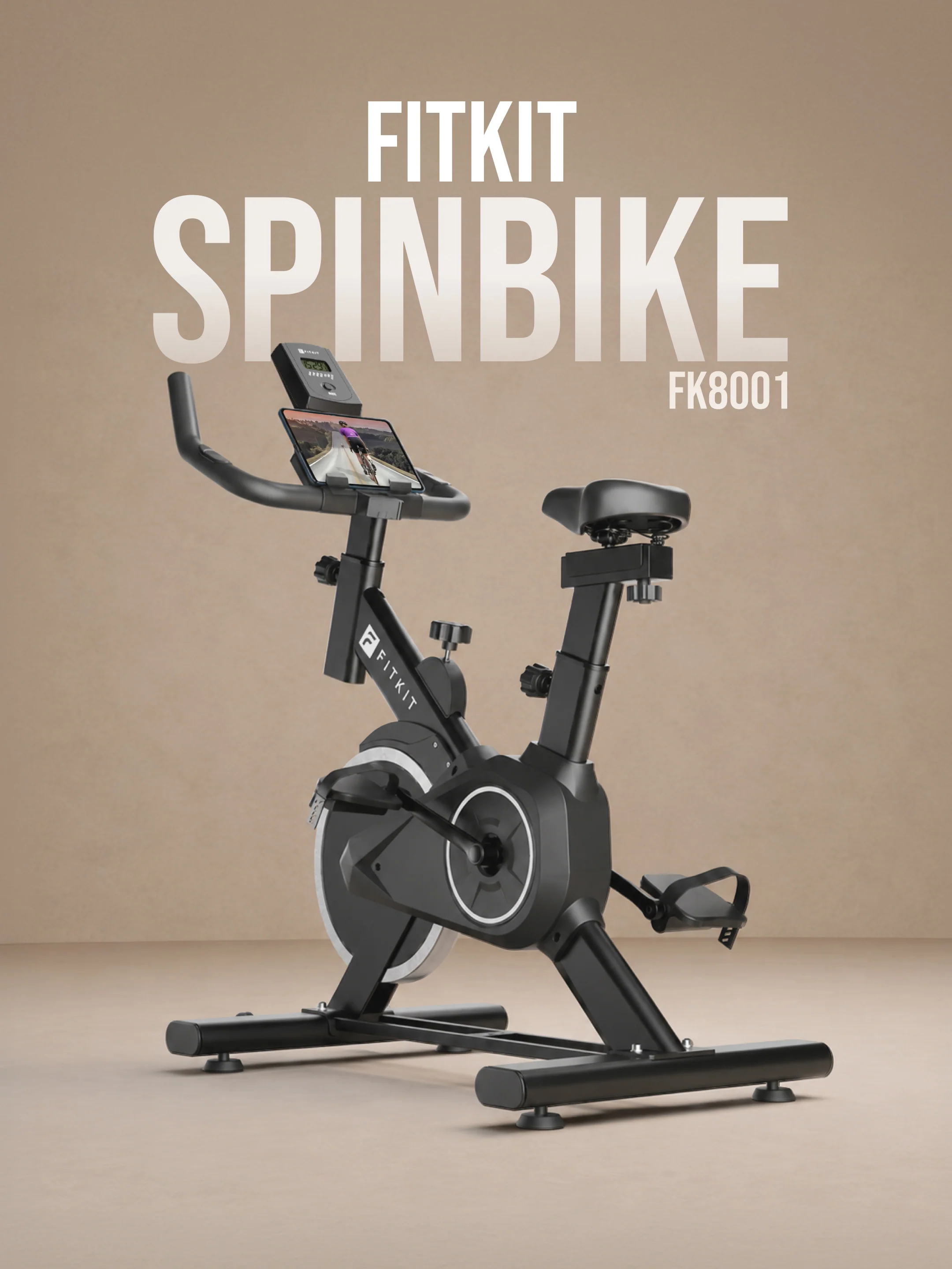 Fitkit by Cult FK8001 Spin Bike with 8Kg Flywheel, LCD Display, Adjustable Brake Pad Resistance with Belt Drive System for Fitness at Home Workouts | Max Weight : 130 kg (Black) - Image 2