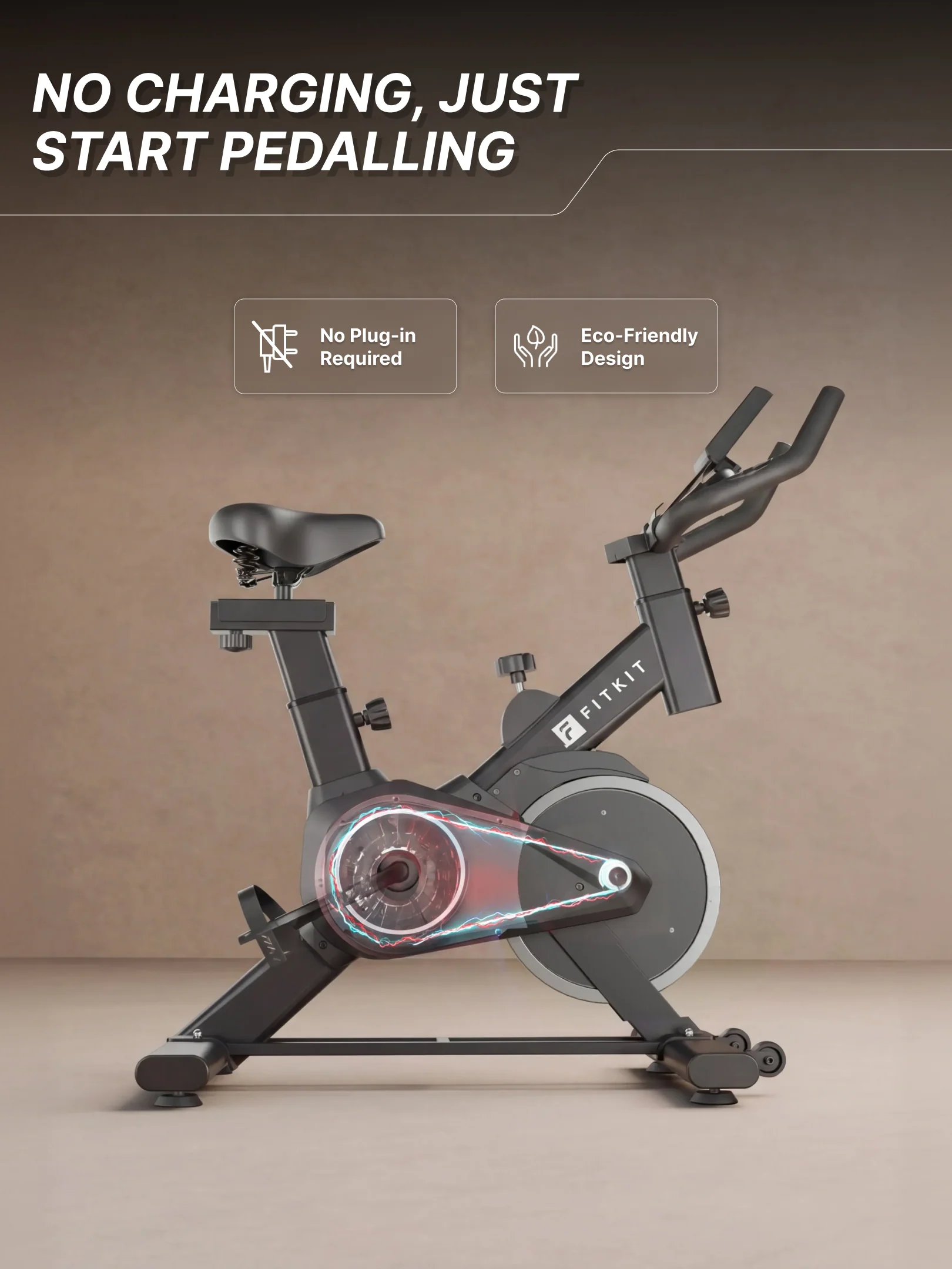 Fitkit by Cult FK8001 Spin Bike with 8Kg Flywheel, LCD Display, Adjustable Brake Pad Resistance with Belt Drive System for Fitness at Home Workouts | Max Weight : 130 kg (Black) - Image 6