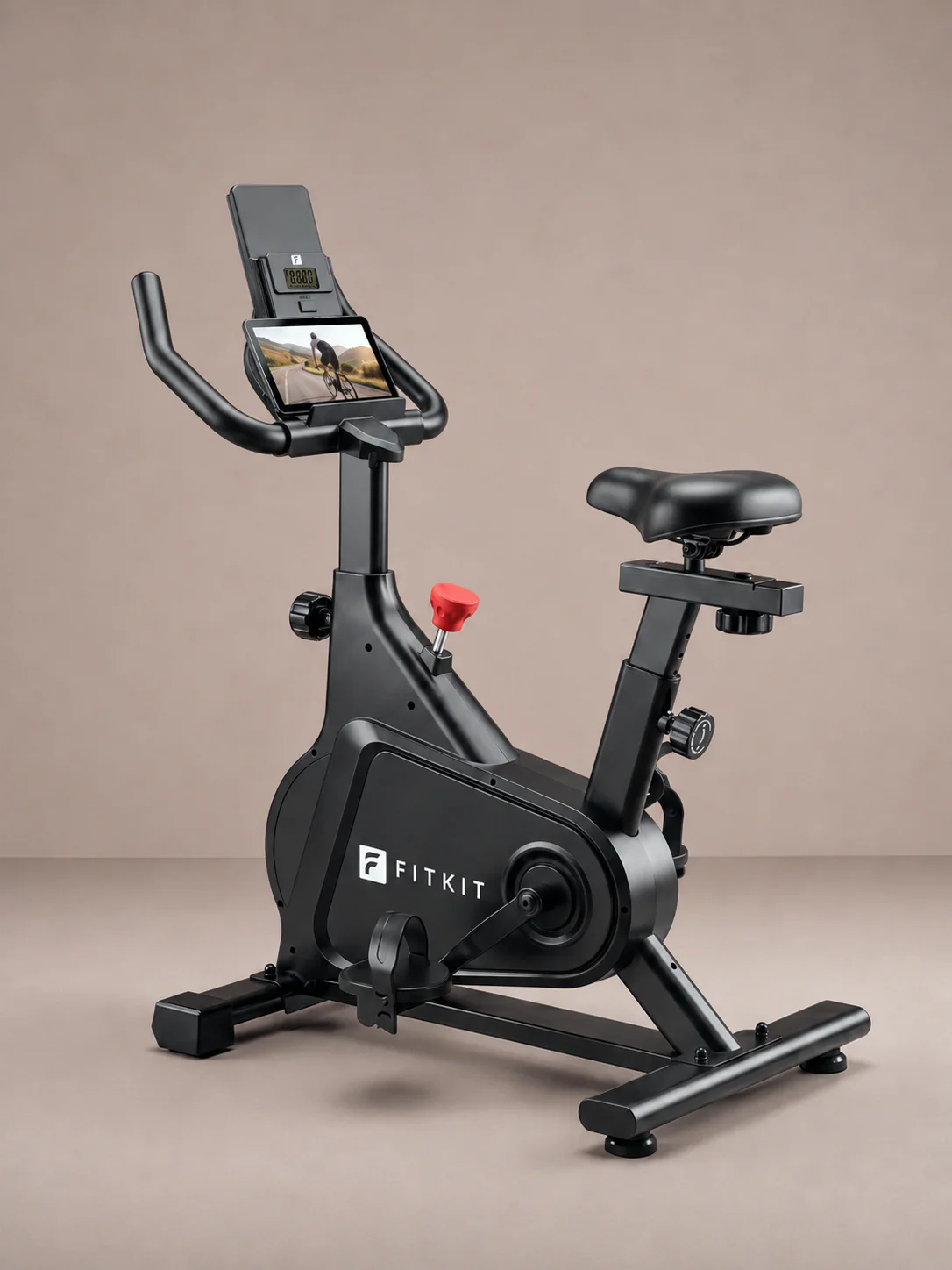 Fitkit by Cult FK8002 Spin Bike with 4 Kg Flywheel, LCD display, Adjustable Brake Pad Resistance with Belt Drive System for Fitness at Home Workouts | Max Weight : 140 kg (Black)