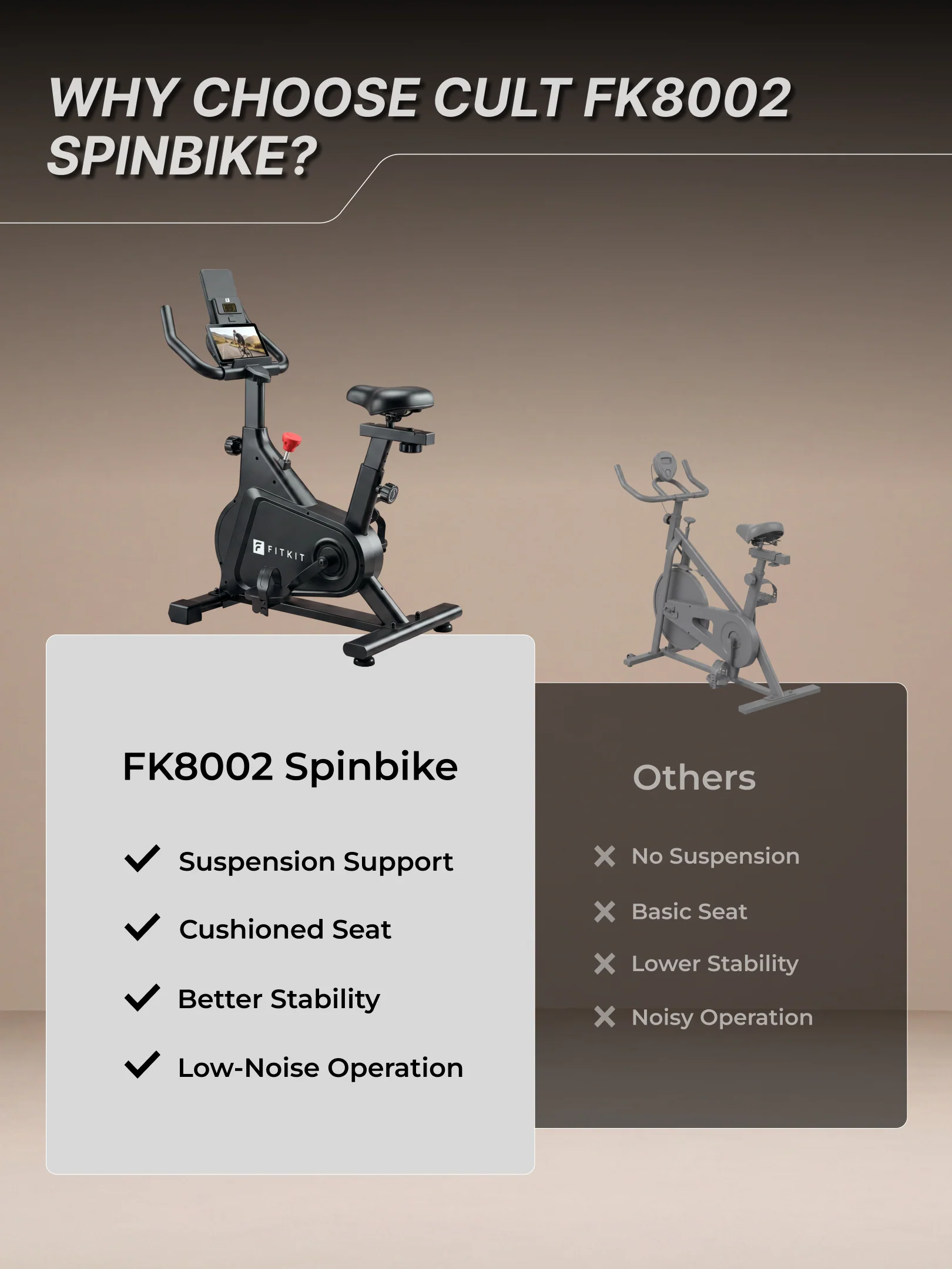 Fitkit by Cult FK8002 Spin Bike with 4 Kg Flywheel, LCD display, Adjustable Brake Pad Resistance with Belt Drive System for Fitness at Home Workouts | Max Weight : 140 kg (Black) - Image 11