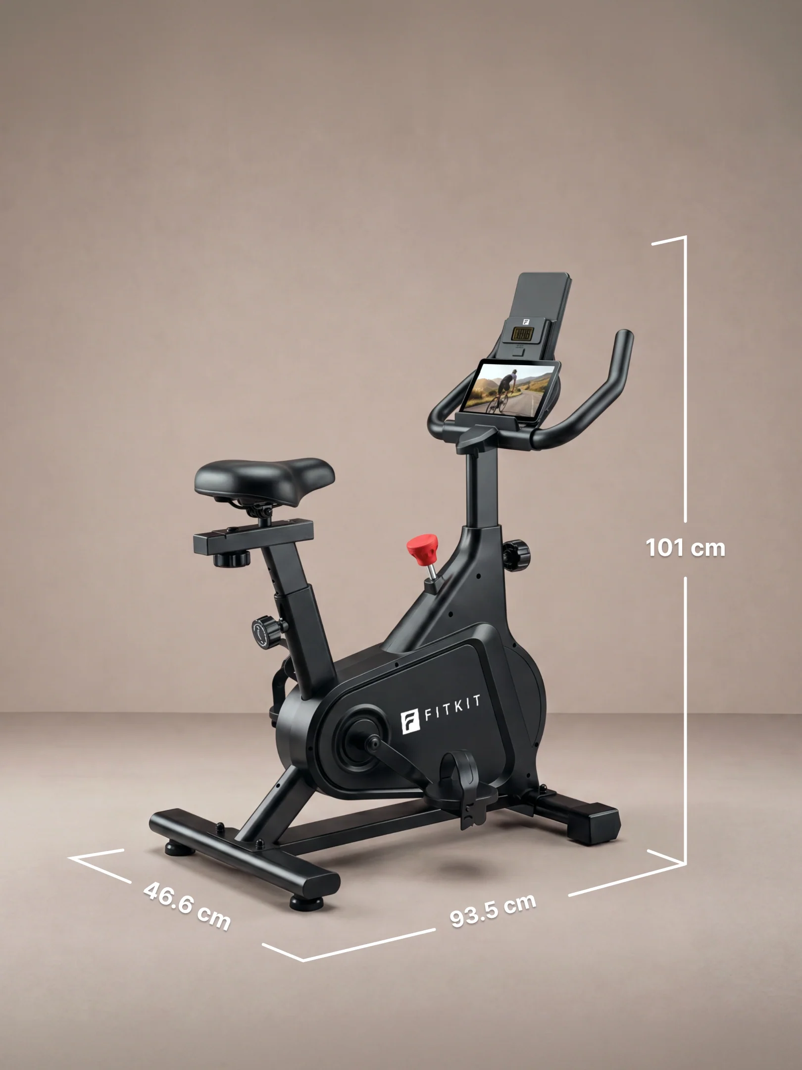 Fitkit by Cult FK8002 Spin Bike with 4 Kg Flywheel, LCD display, Adjustable Brake Pad Resistance with Belt Drive System for Fitness at Home Workouts | Max Weight : 140 kg (Black) - Image 9