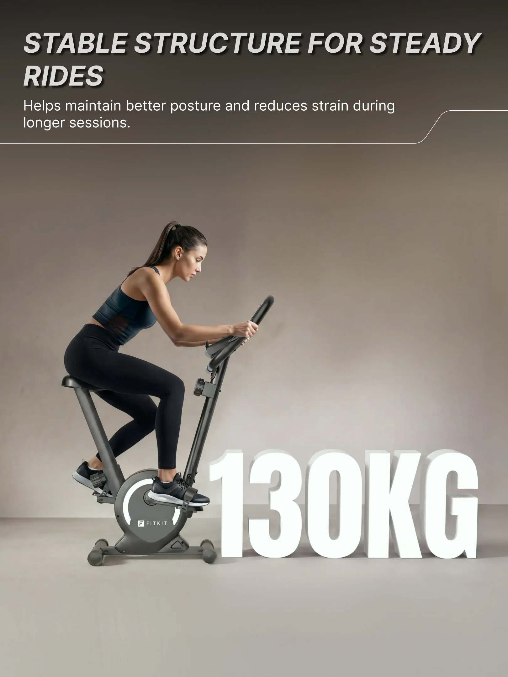 Fitkit by Cult Upright Exercise Bike 6 Kg Flywheel & 130 Kg Weight Support with Adjustable Cushioned Seat | 16-Level Magnetic Resistance | LCD Display & Tablet Holder | Suitable for Home Gym Workout (with 6 Months Extended Warranty) - Image 3
