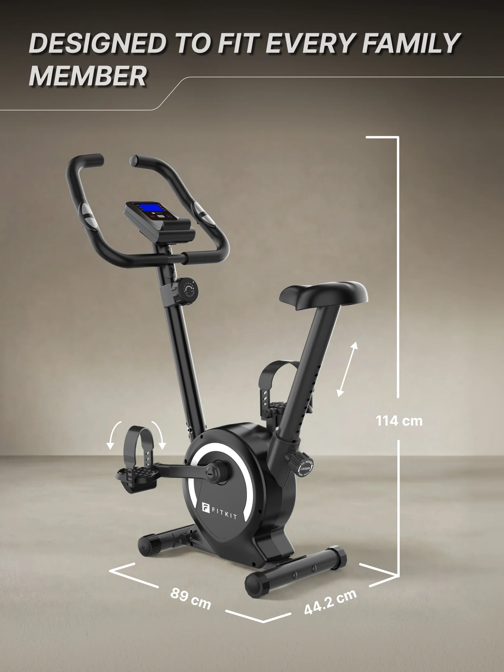 Fitkit by Cult Upright Exercise Bike 6 Kg Flywheel & 130 Kg Weight Support with Adjustable Cushioned Seat | 16-Level Magnetic Resistance | LCD Display & Tablet Holder | Suitable for Home Gym Workout (with 6 Months Extended Warranty) - Image 8
