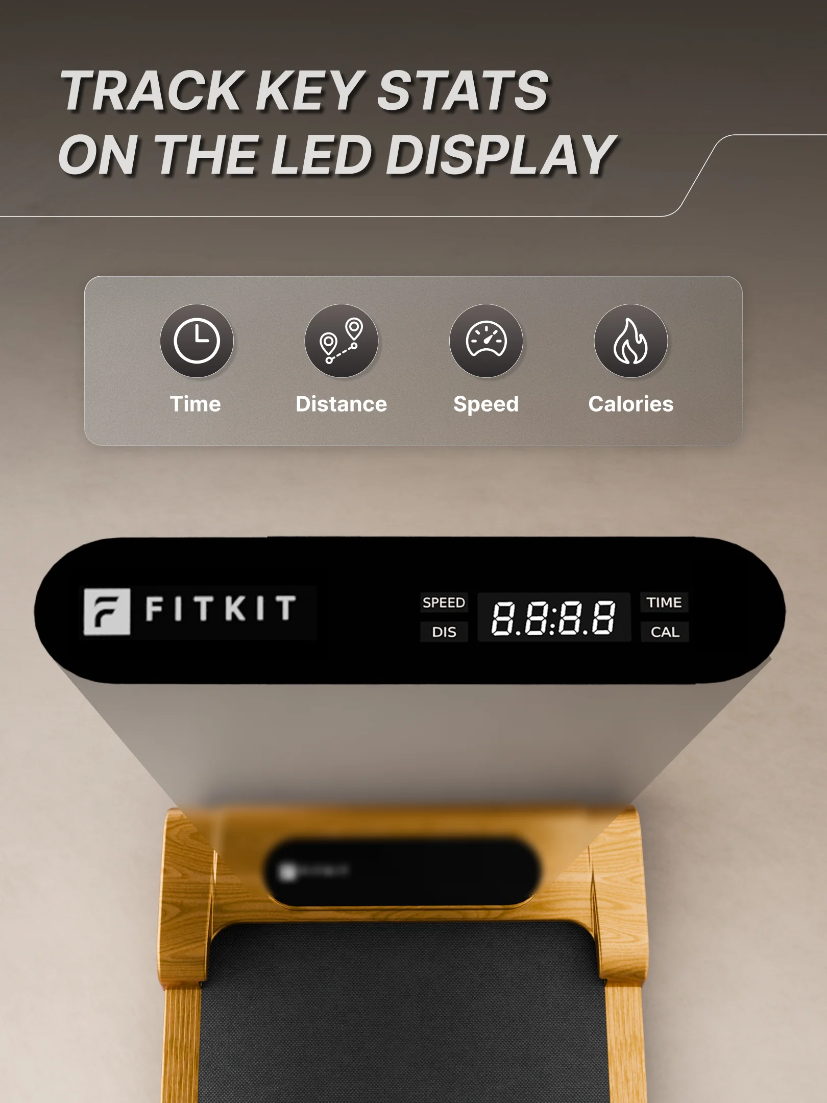 Fitkit by Cult Walking Pad Neo Gold Oak (BLDC 3.5HP Peak Power) Compact & Under Desk DC Motor Treadmill | Max Weight: 120kg | Home use with Remote Control (with 6 Months Extended Warranty) - Image 7