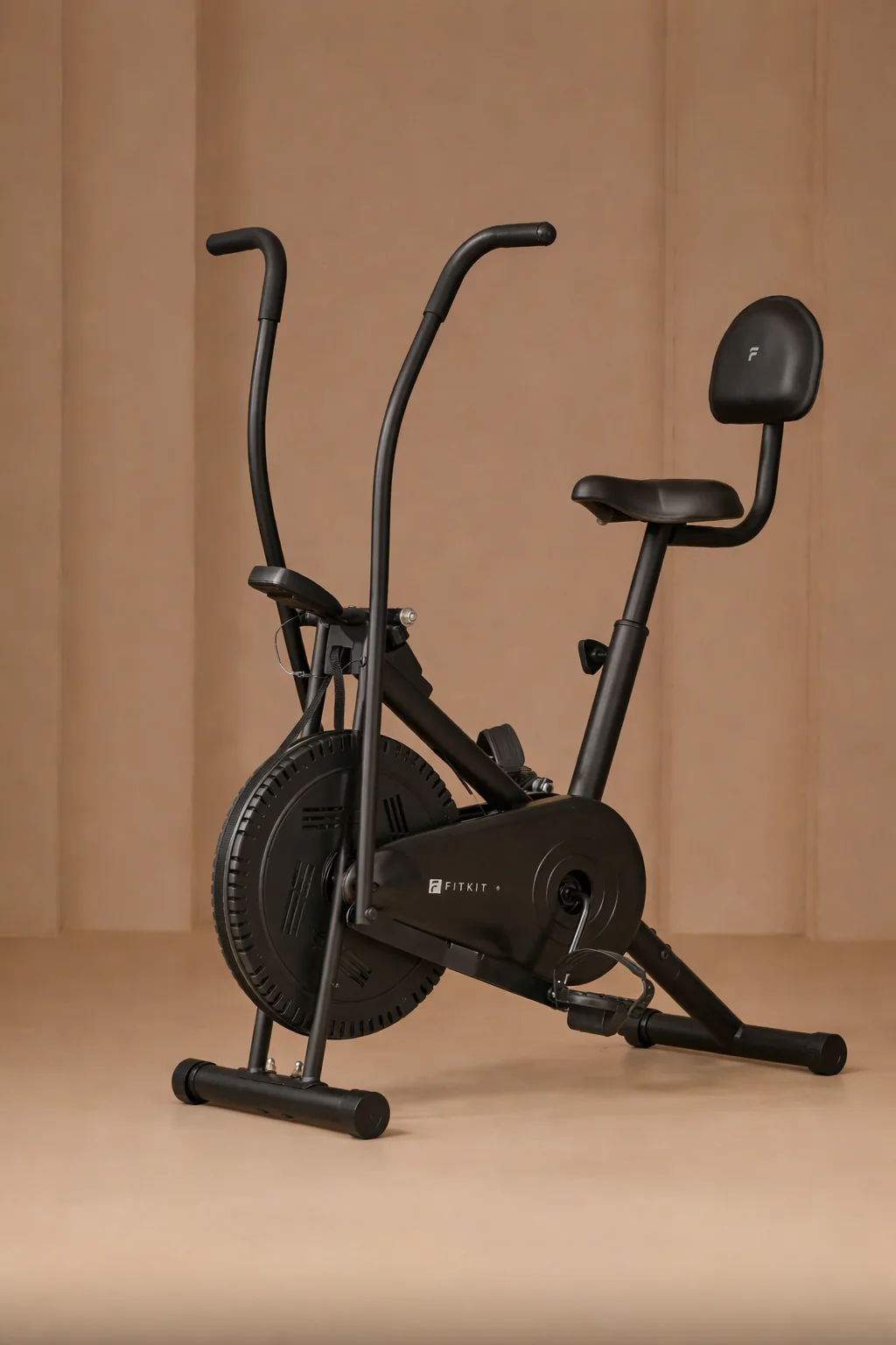 Fitkit Dual Action 2-in-1 Air Bike | Moving & Fixed Handles Exercise Cycle | Adjustable Seat & Anti-Slip Pedals | Direct Resistance | 120 kg Max Weight | Home Use Exercise Bike (with 6 Months Extended Warranty)