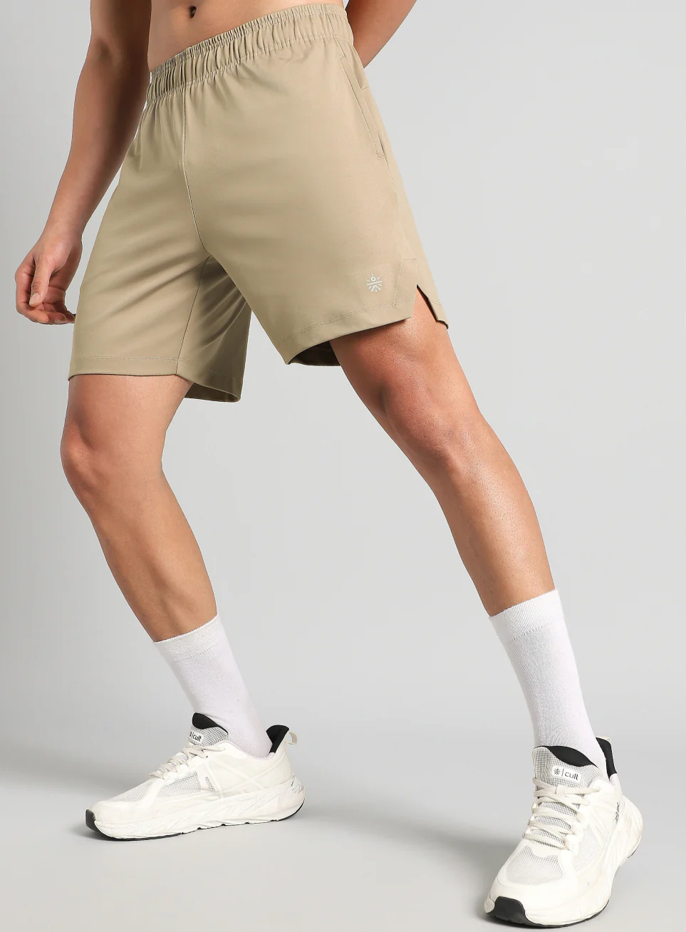 Men's Beige Pace Up Running Shorts