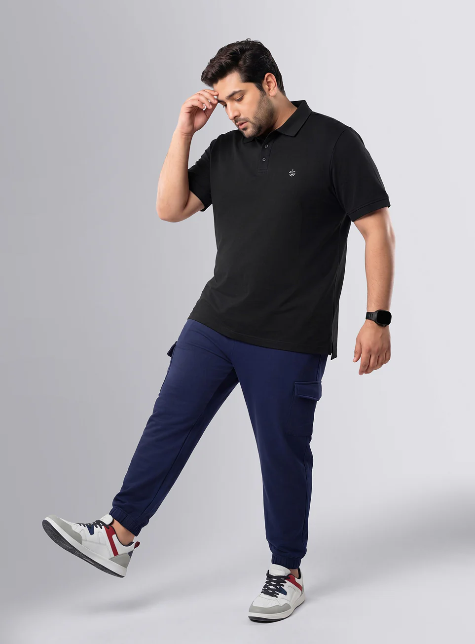 Men's Black All Day Play Plus Size Polo T-shirt - Image 2