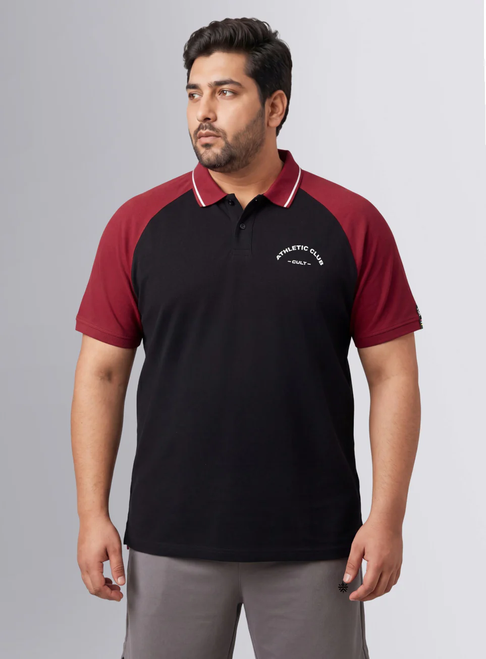 Men's Black Athletic Club Plus Size Polo T-shirt