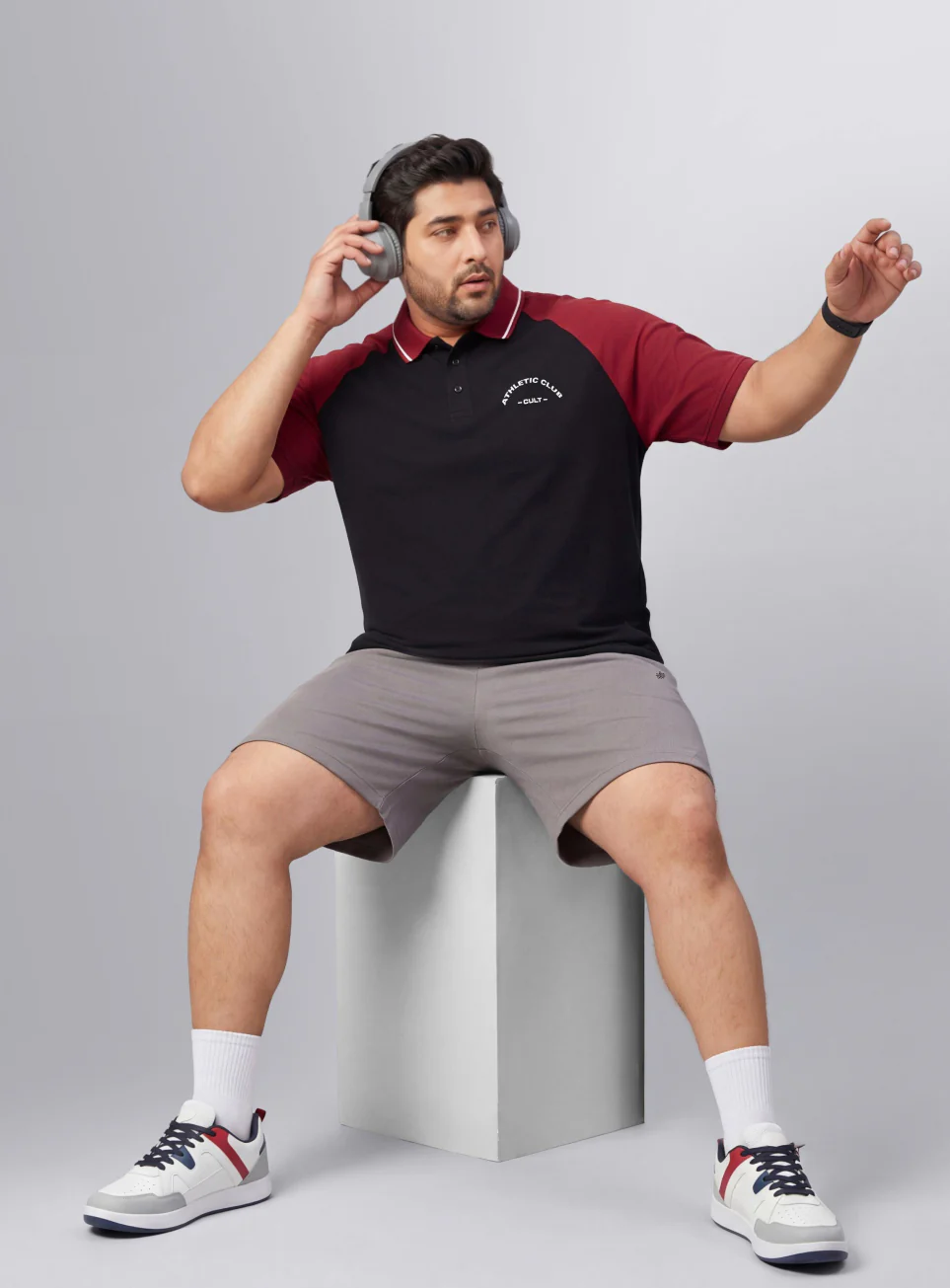Men's Black Athletic Club Plus Size Polo T-shirt - Image 2