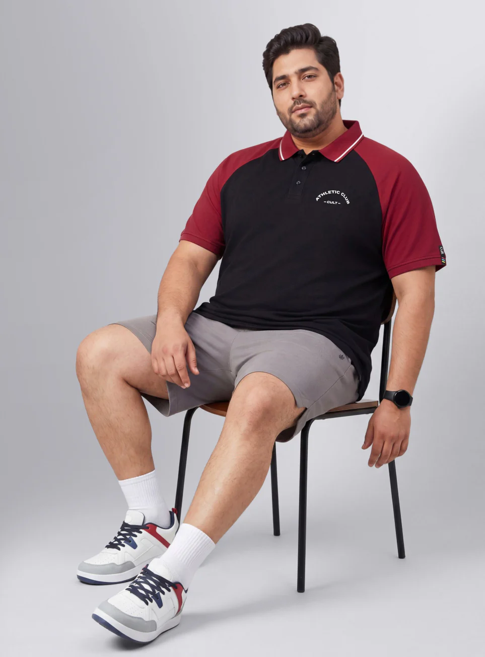 Men's Black Athletic Club Plus Size Polo T-shirt - Image 3
